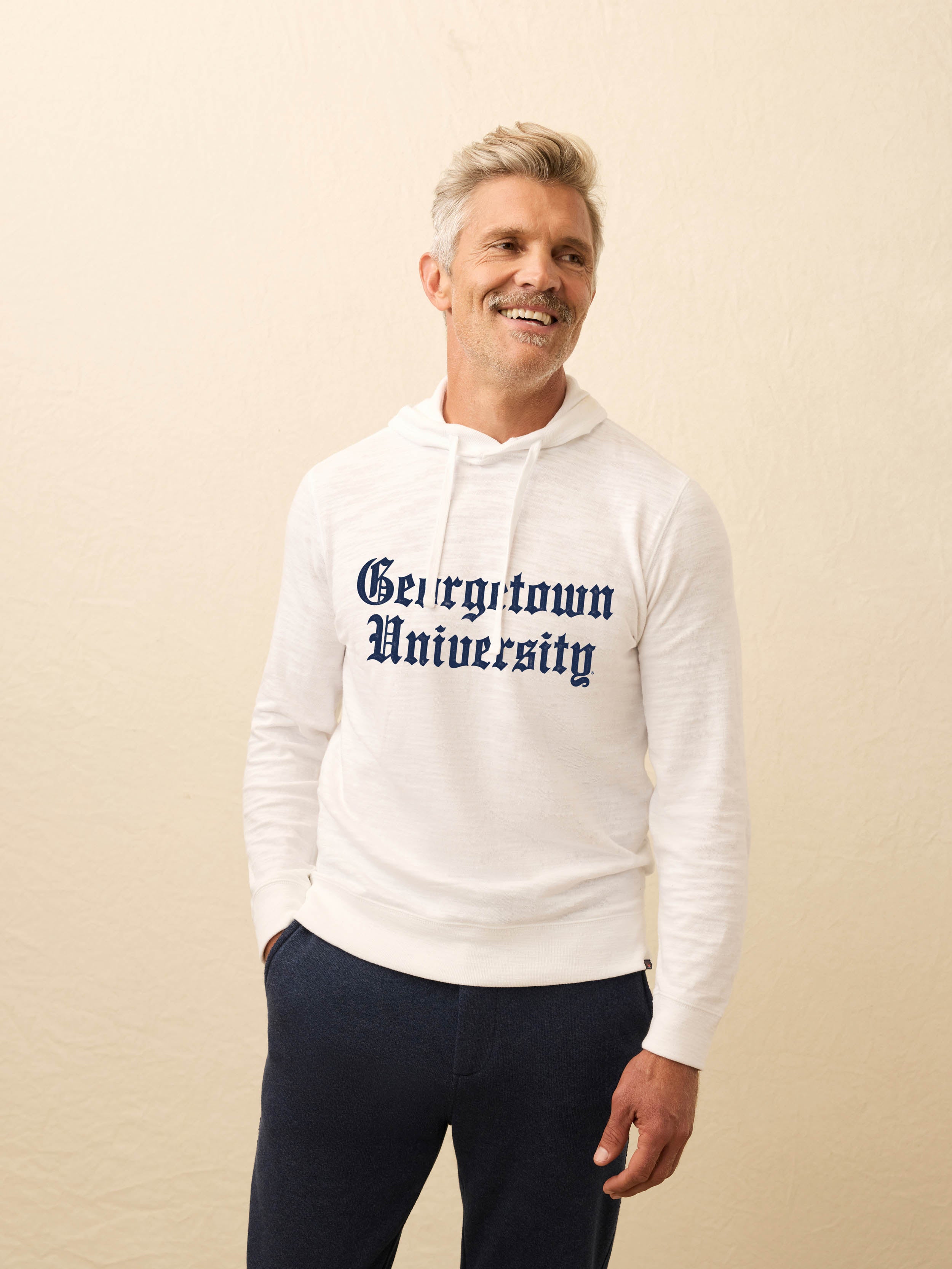 Georgetown Sunwashed Slub Hoodie - White | Faherty Brand