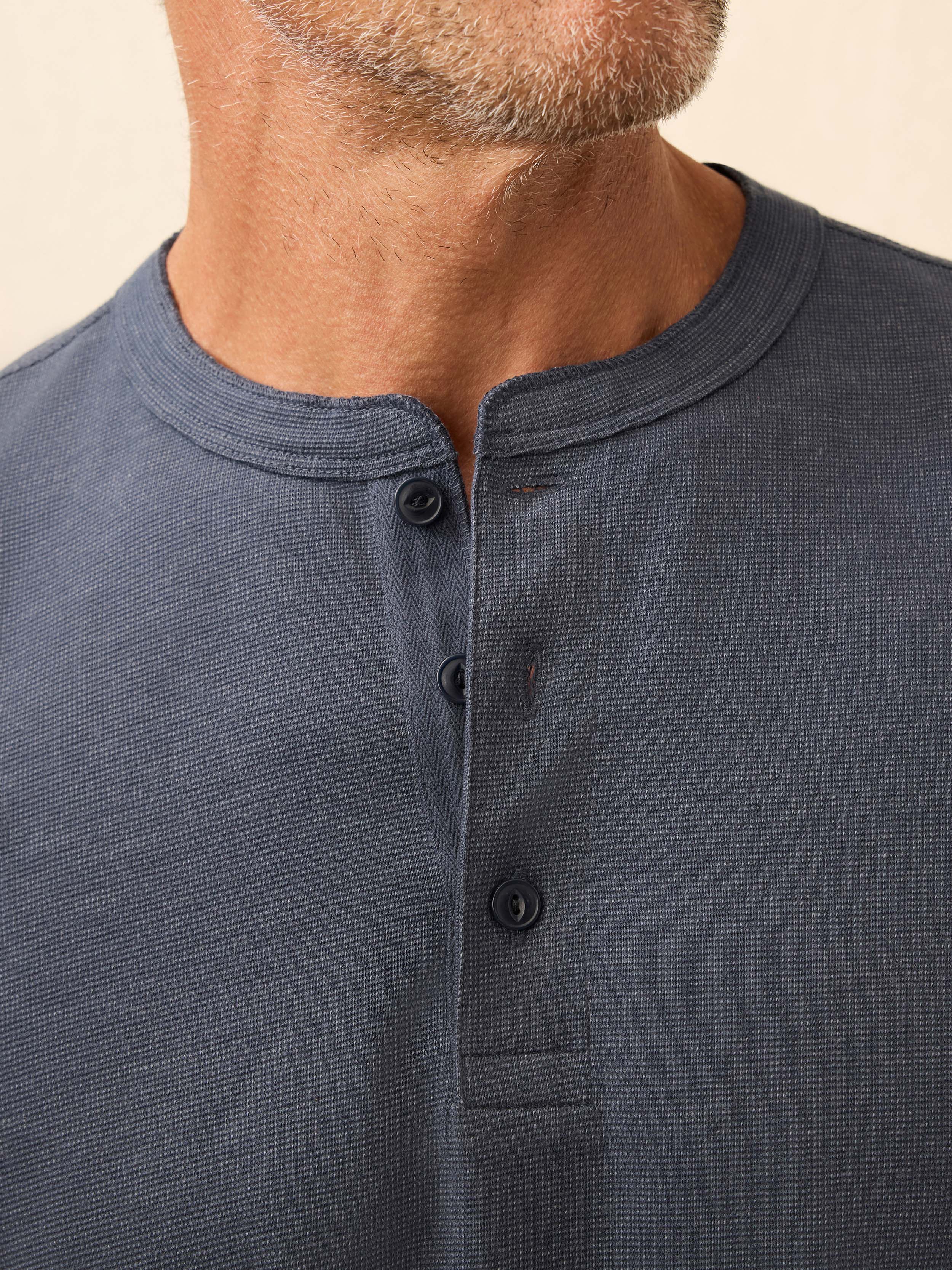 Long-Sleeve Waffle Henley - Blue Nights | Faherty Brand