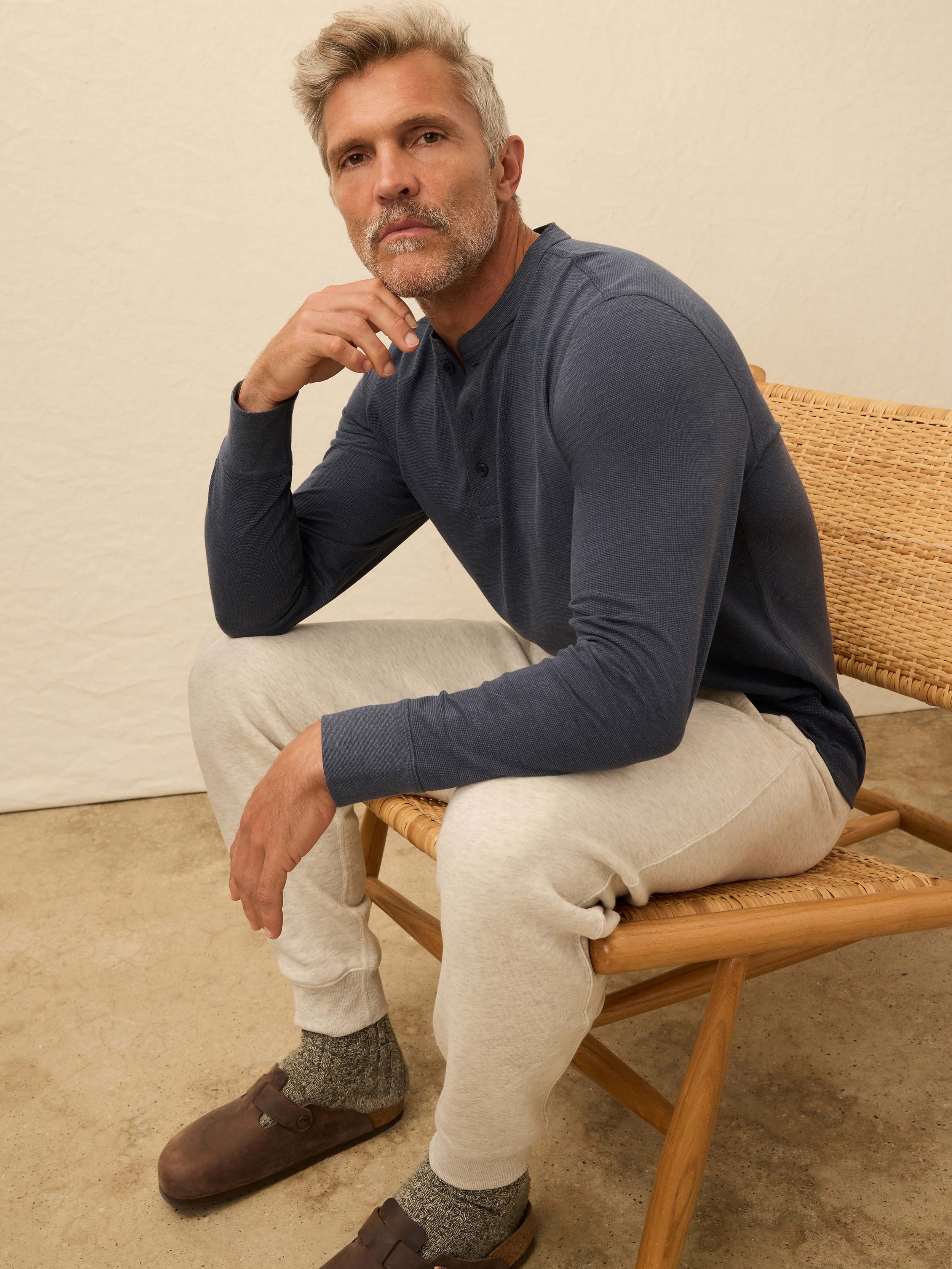 Long-Sleeve Waffle Henley - Blue Nights | Faherty Brand