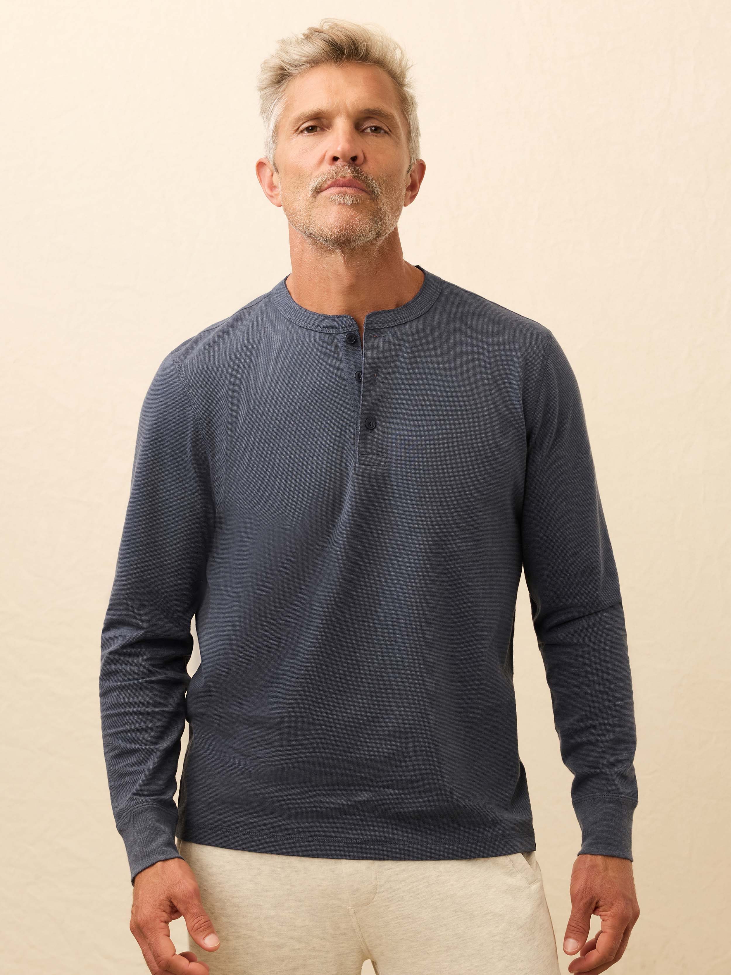 Long-Sleeve Waffle Henley - Blue Nights | Faherty Brand