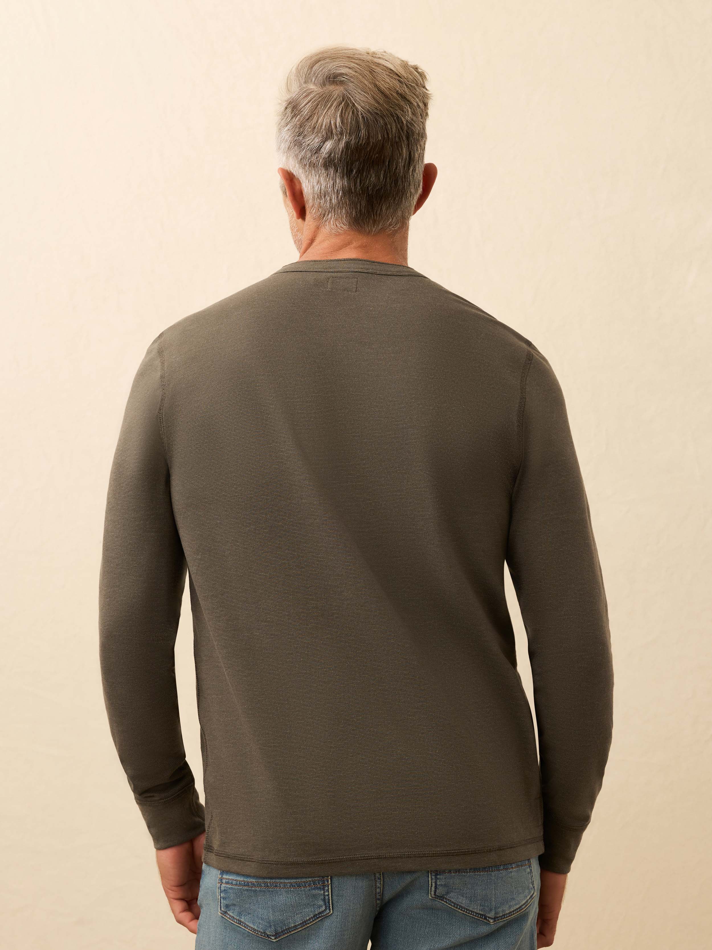 Long-Sleeve Waffle Henley - Night Rock | Faherty Brand