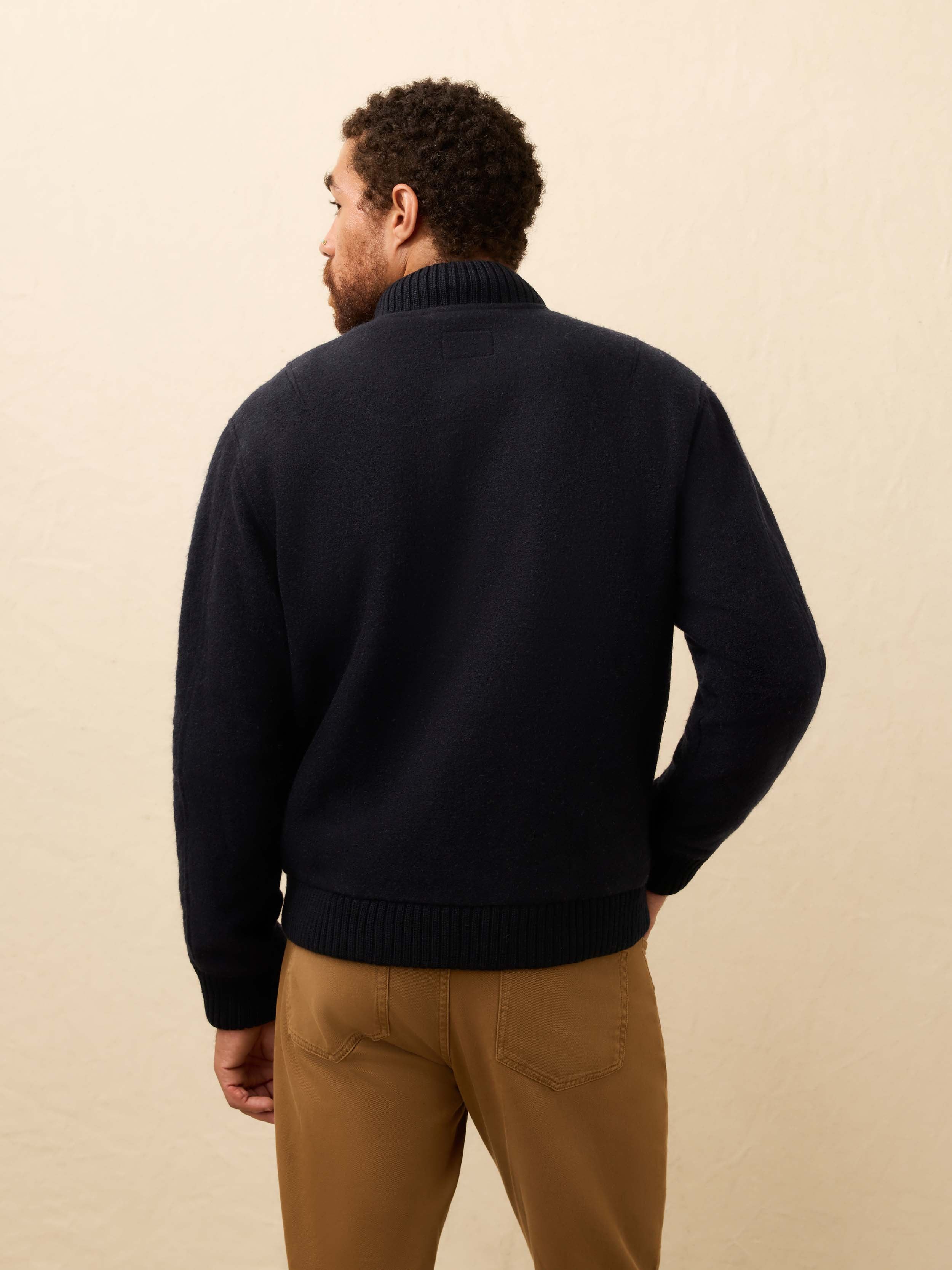 Range Fleece Lined Bomber - Navy Shadow Twill | Faherty Brand