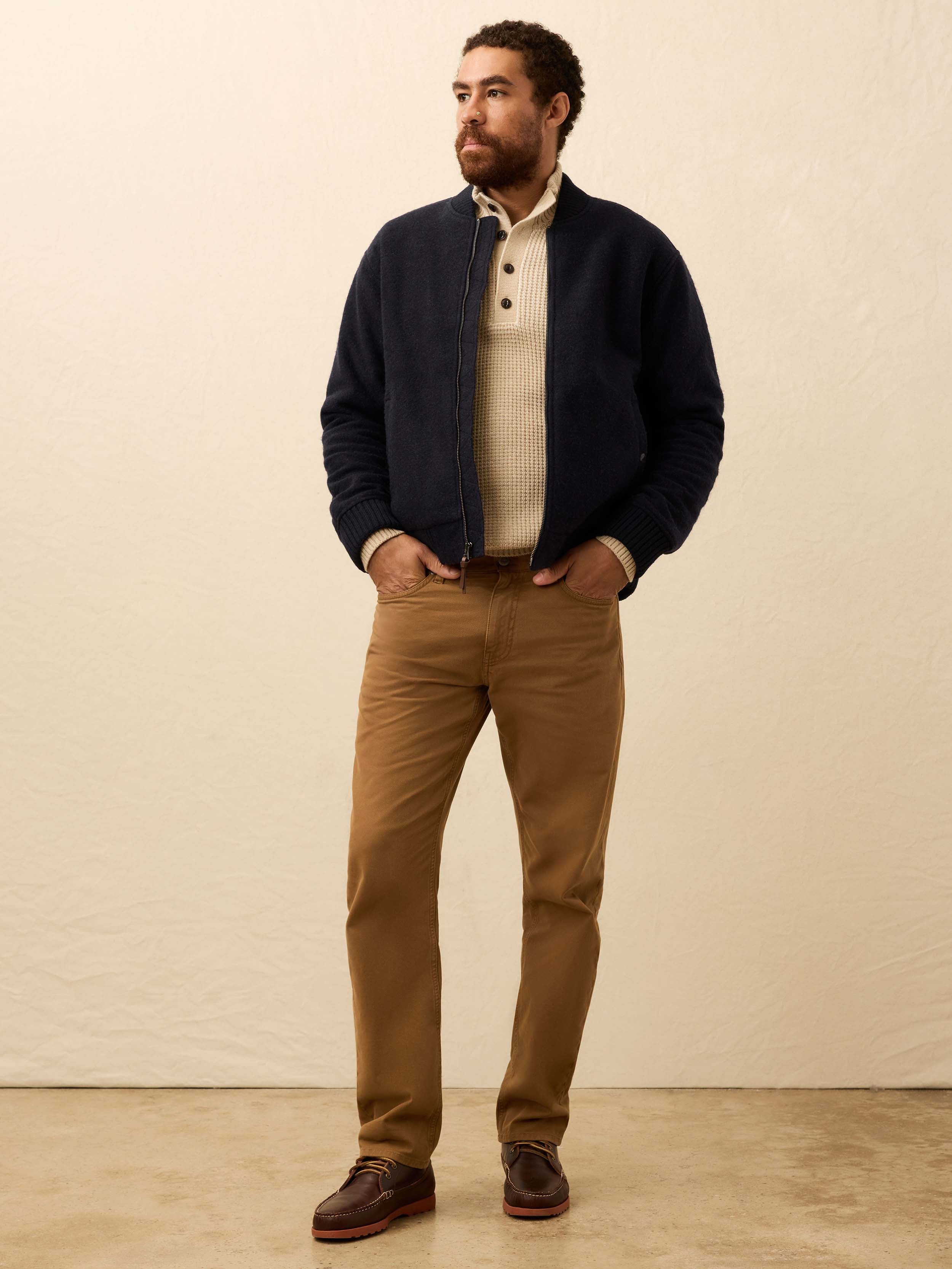 Range Fleece Lined Bomber - Navy Shadow Twill | Faherty Brand