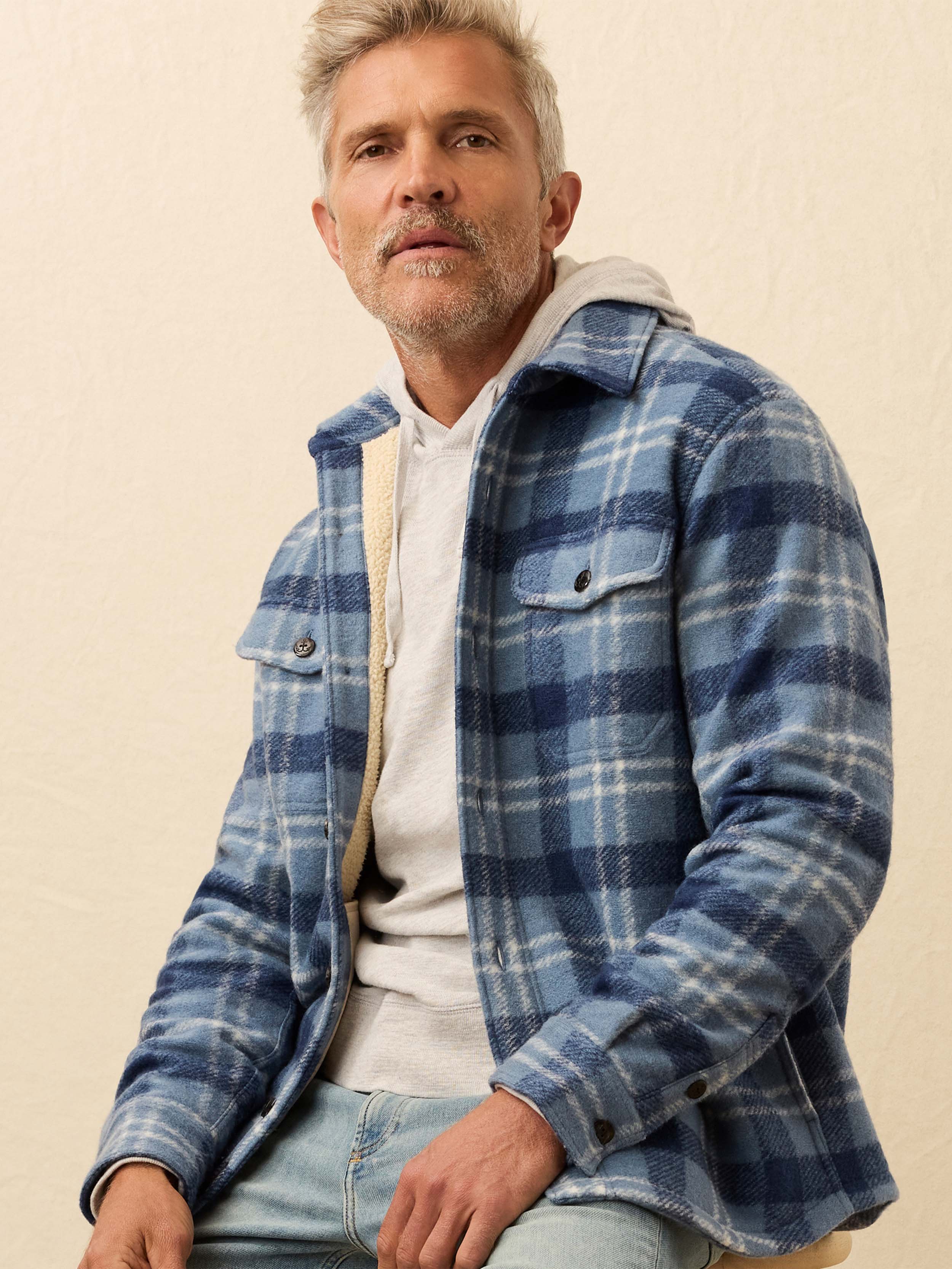 Range Fleece Lined CPO - Vintage Blue Plaid | Faherty Brand