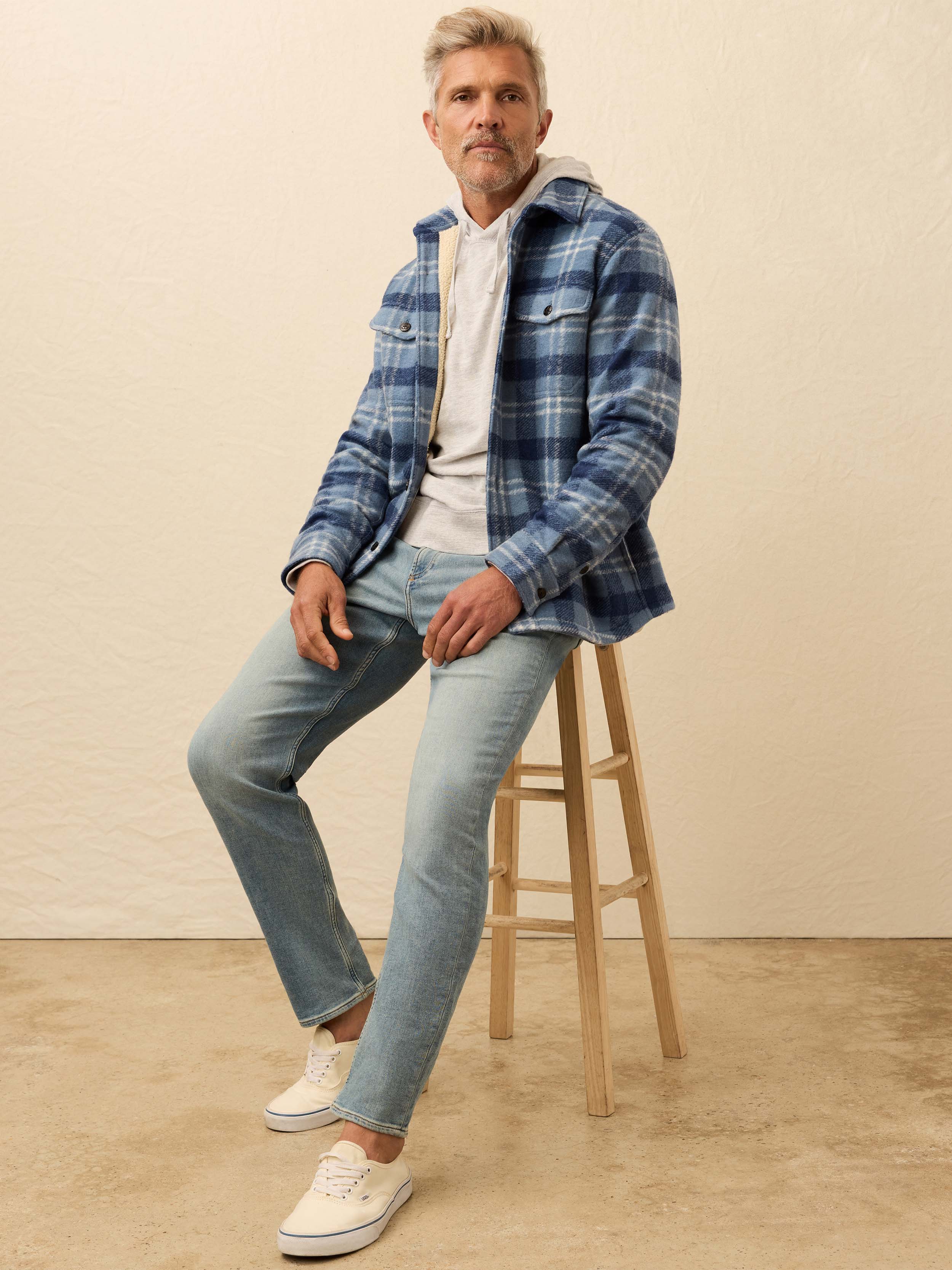 Range Fleece Lined CPO - Vintage Blue Plaid | Faherty Brand