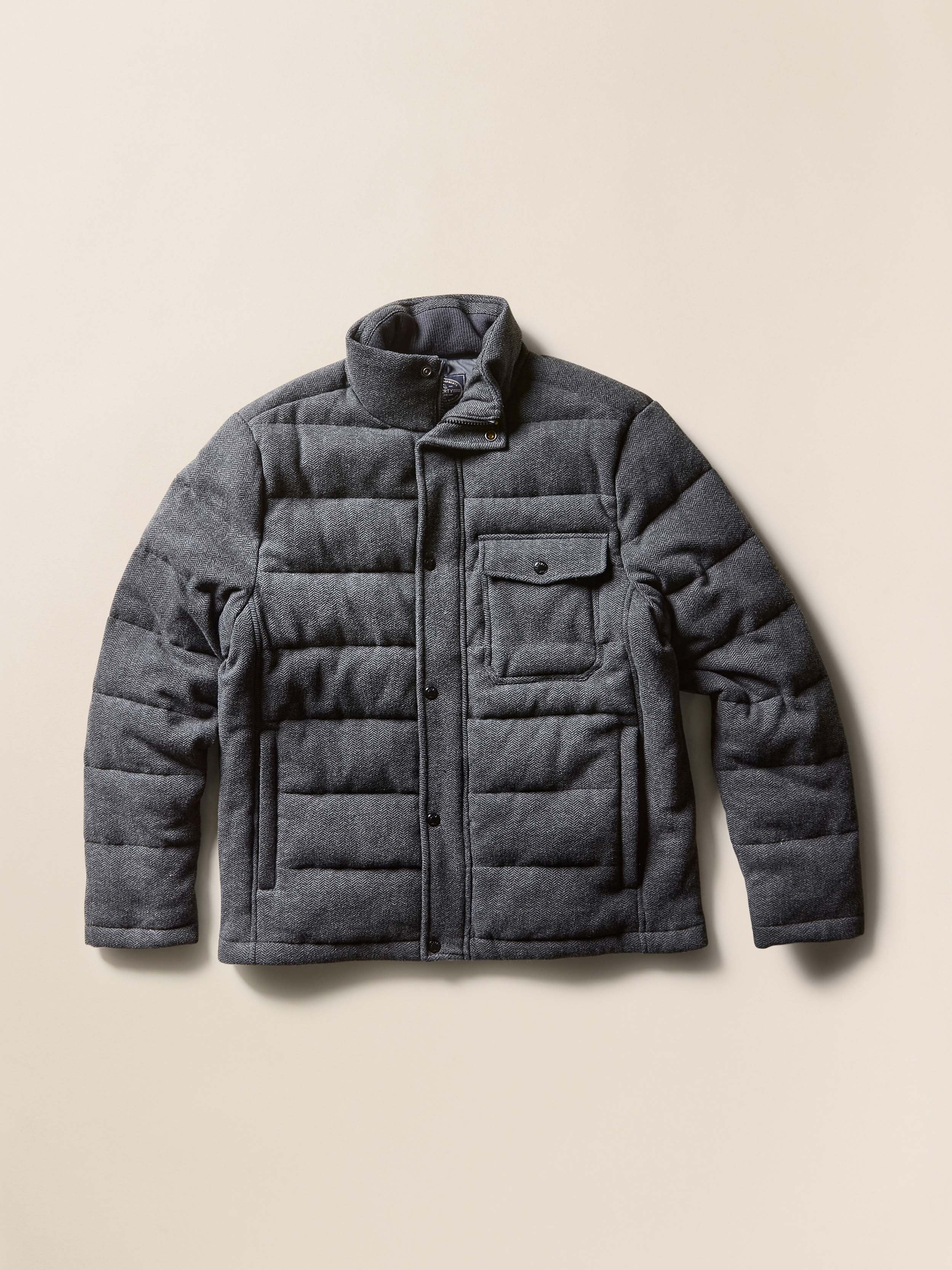 Teton Valley Deck Jacket - Dark Steel Charcoal Herringbone | Faherty Brand