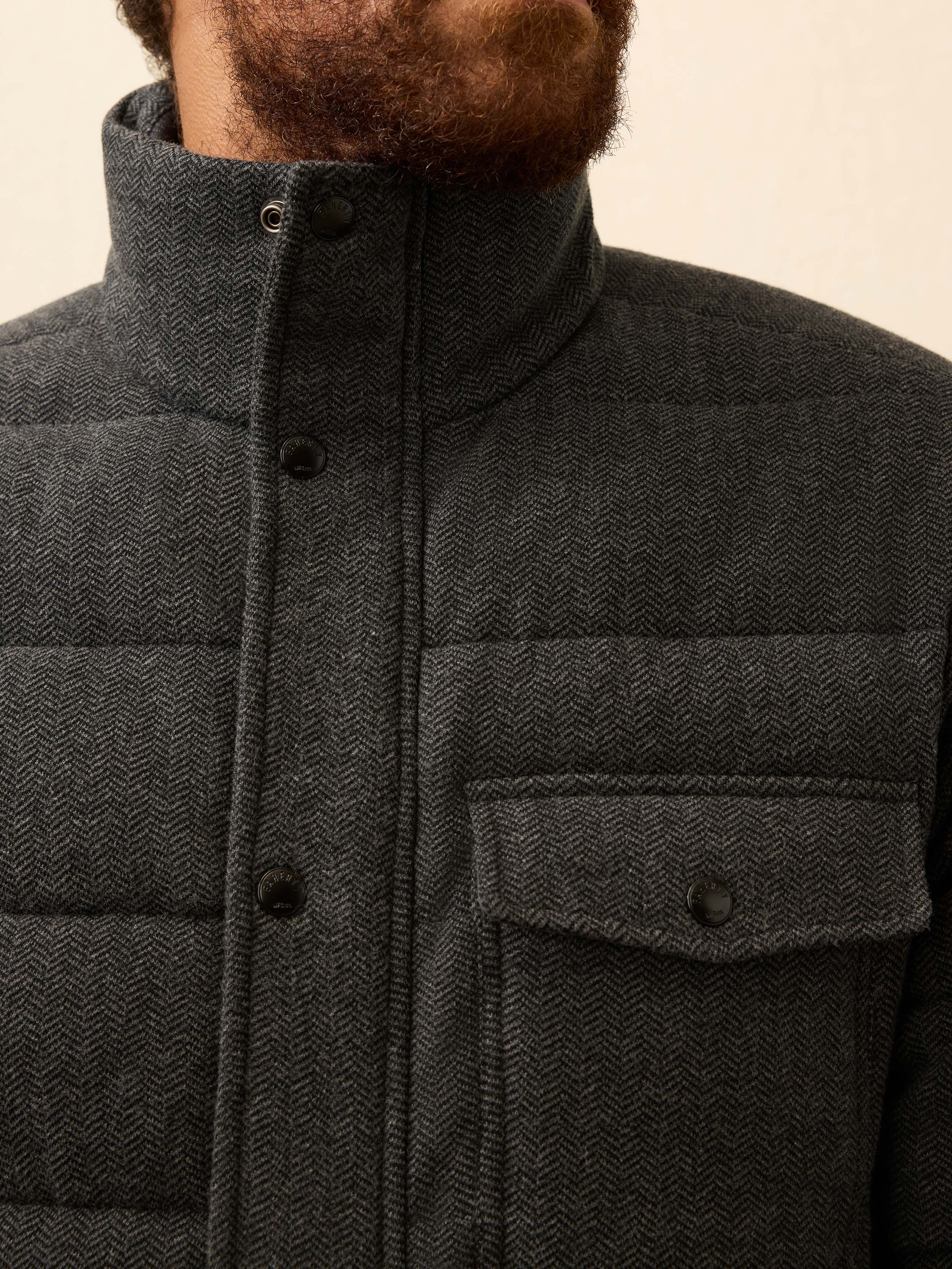 Teton Valley Deck Jacket - Dark Steel Charcoal Herringbone | Faherty Brand