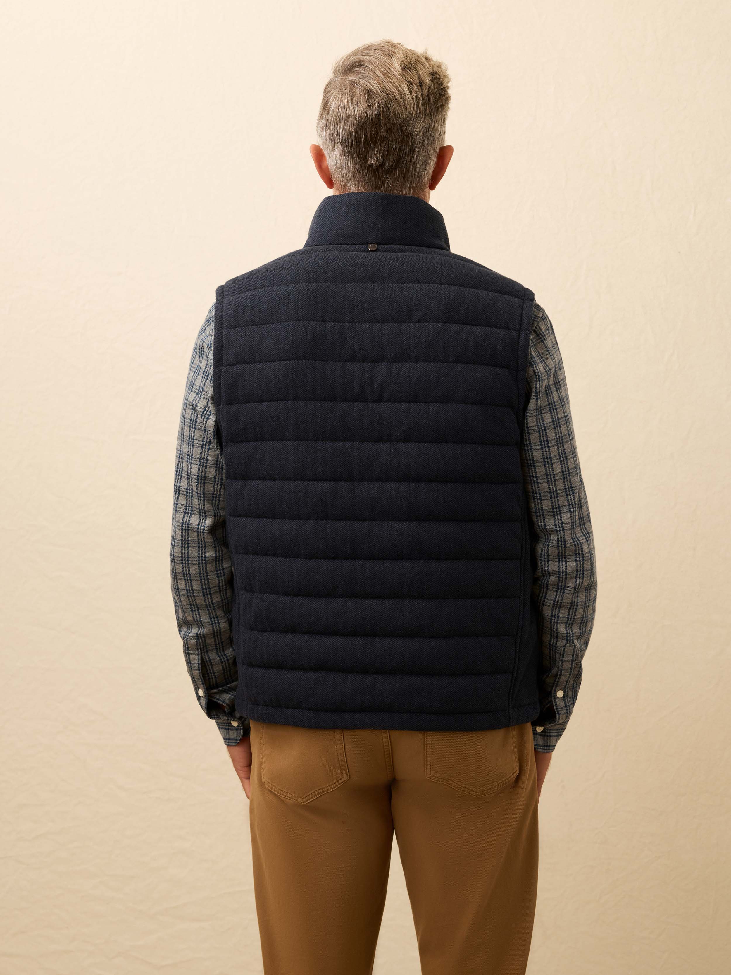 Teton Valley Vest - Navy Twilight Herringbone | Faherty Brand