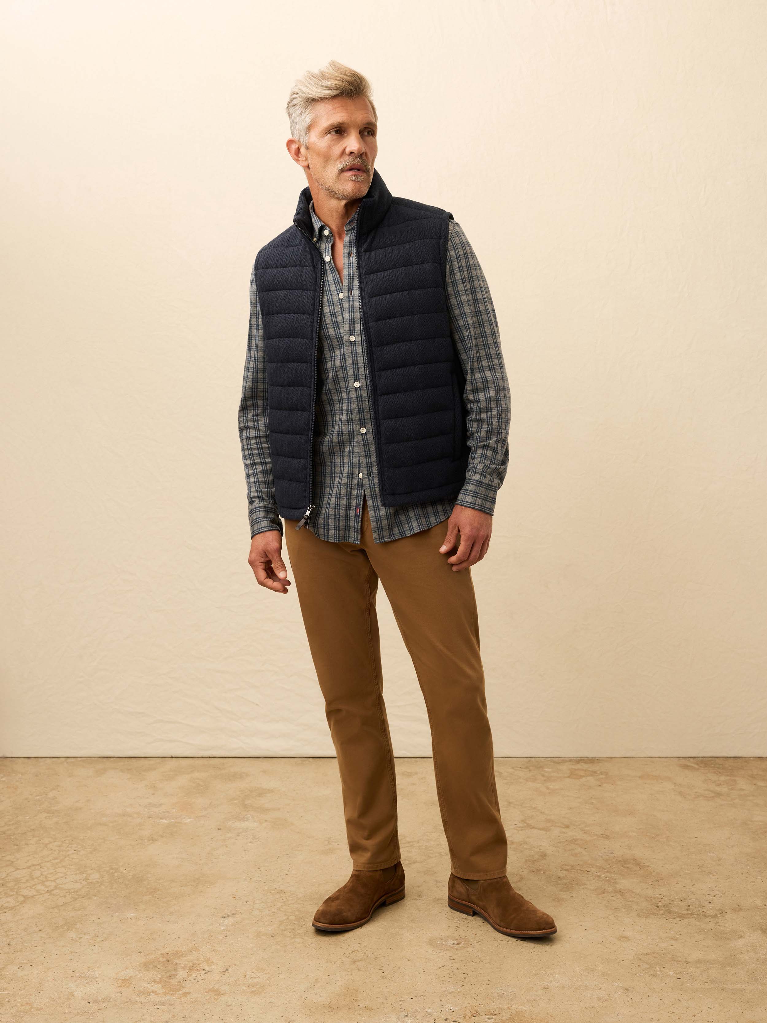 Teton Valley Vest - Navy Twilight Herringbone | Faherty Brand