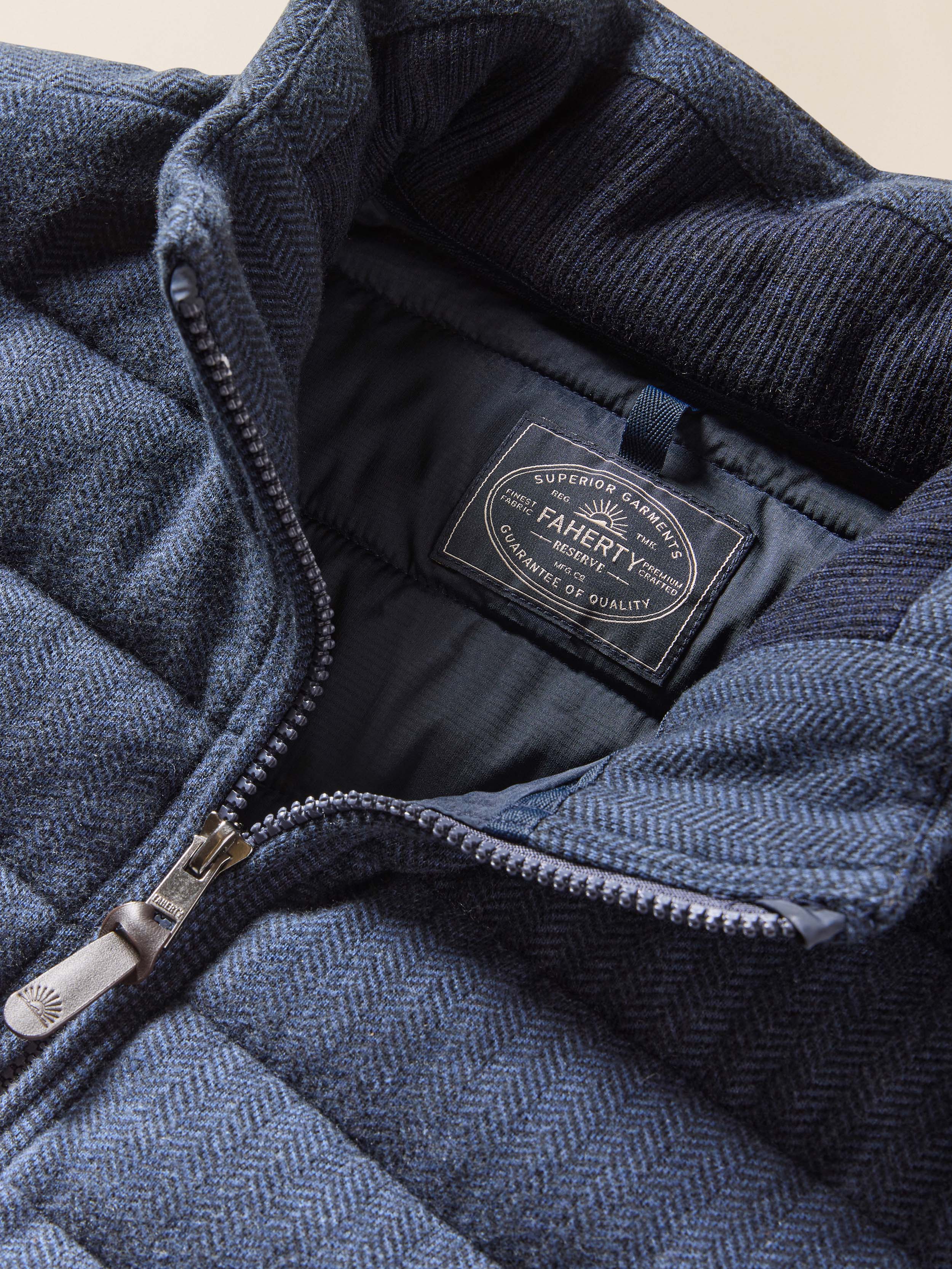 Teton Valley Vest - Navy Twilight Herringbone | Faherty Brand