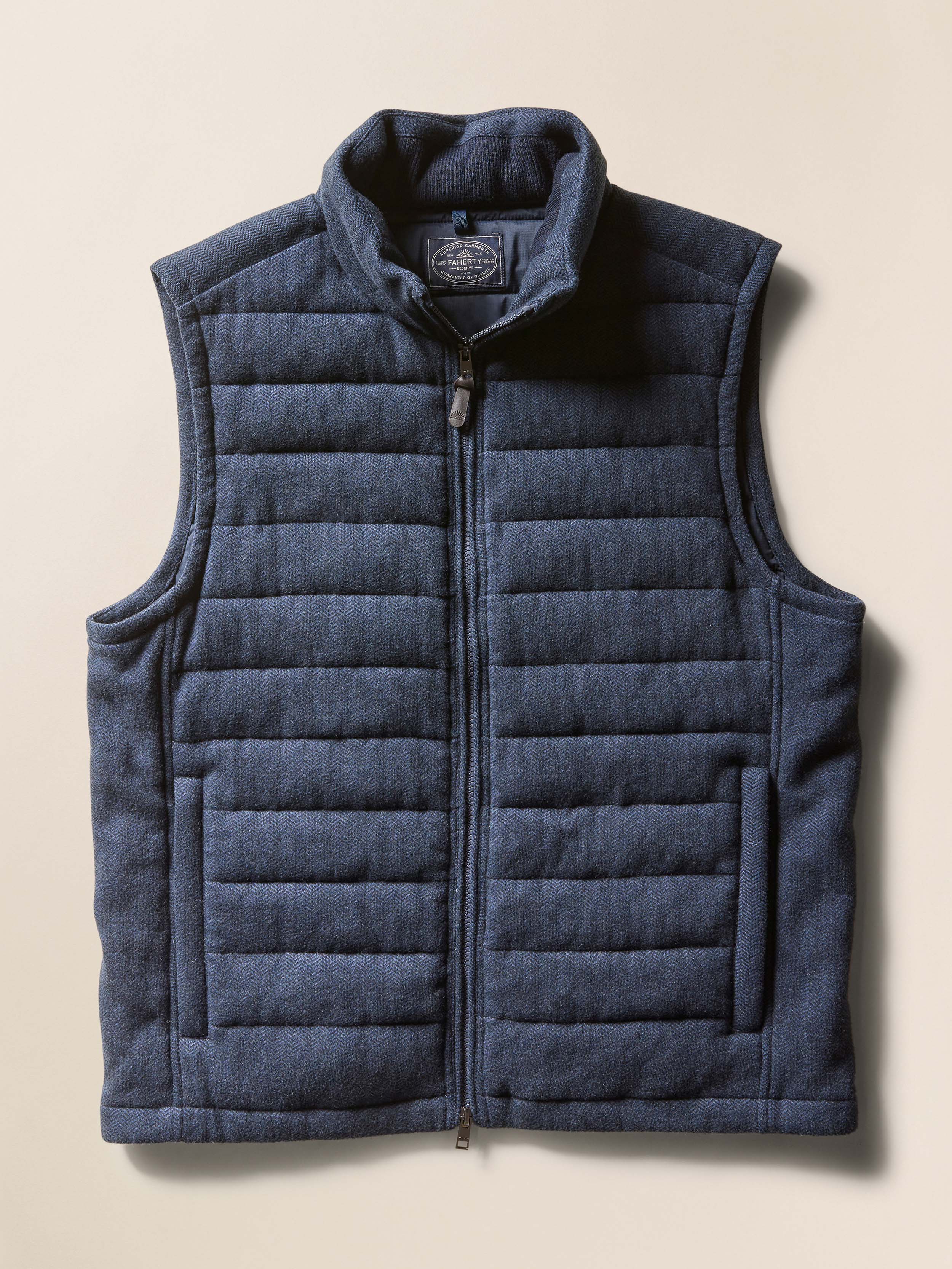 Teton Valley Vest - Navy Twilight Herringbone | Faherty Brand