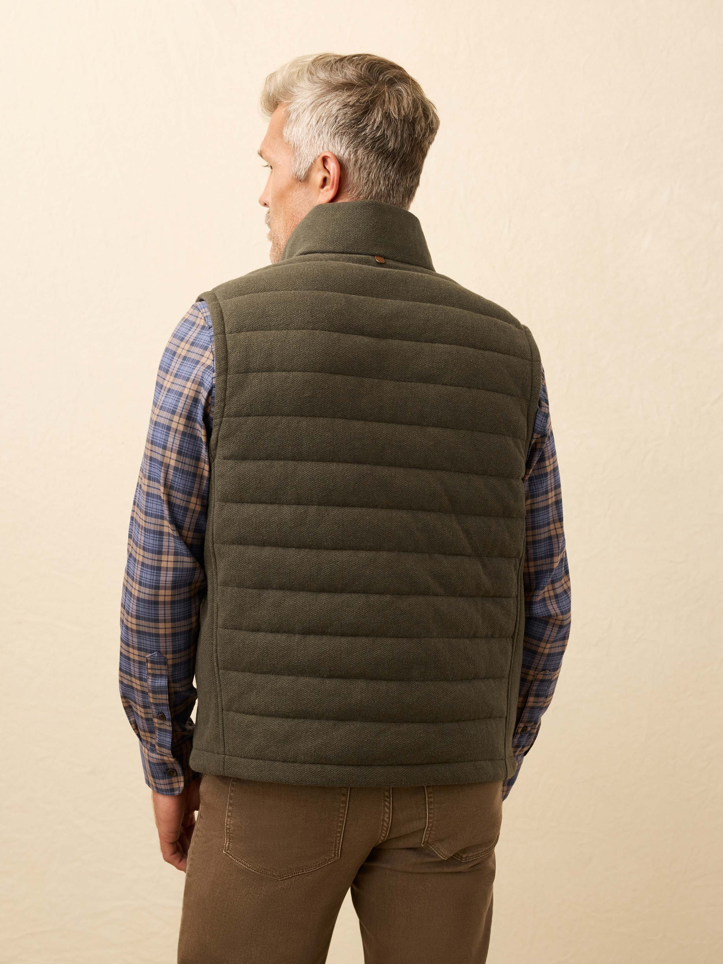 Teton Valley Vest - Olive Lake Herringbone | Faherty Brand