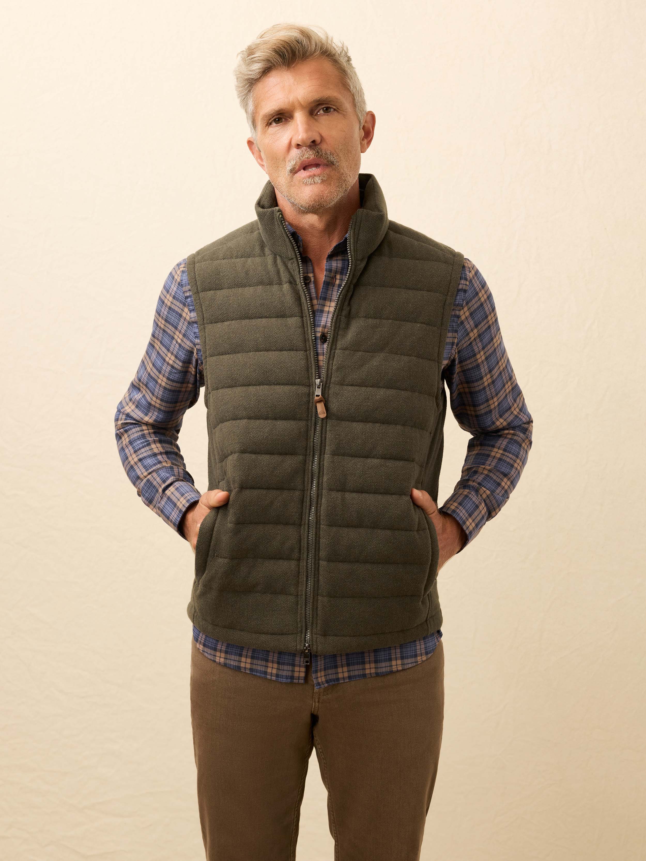 Teton Valley Vest - Olive Lake Herringbone | Faherty Brand