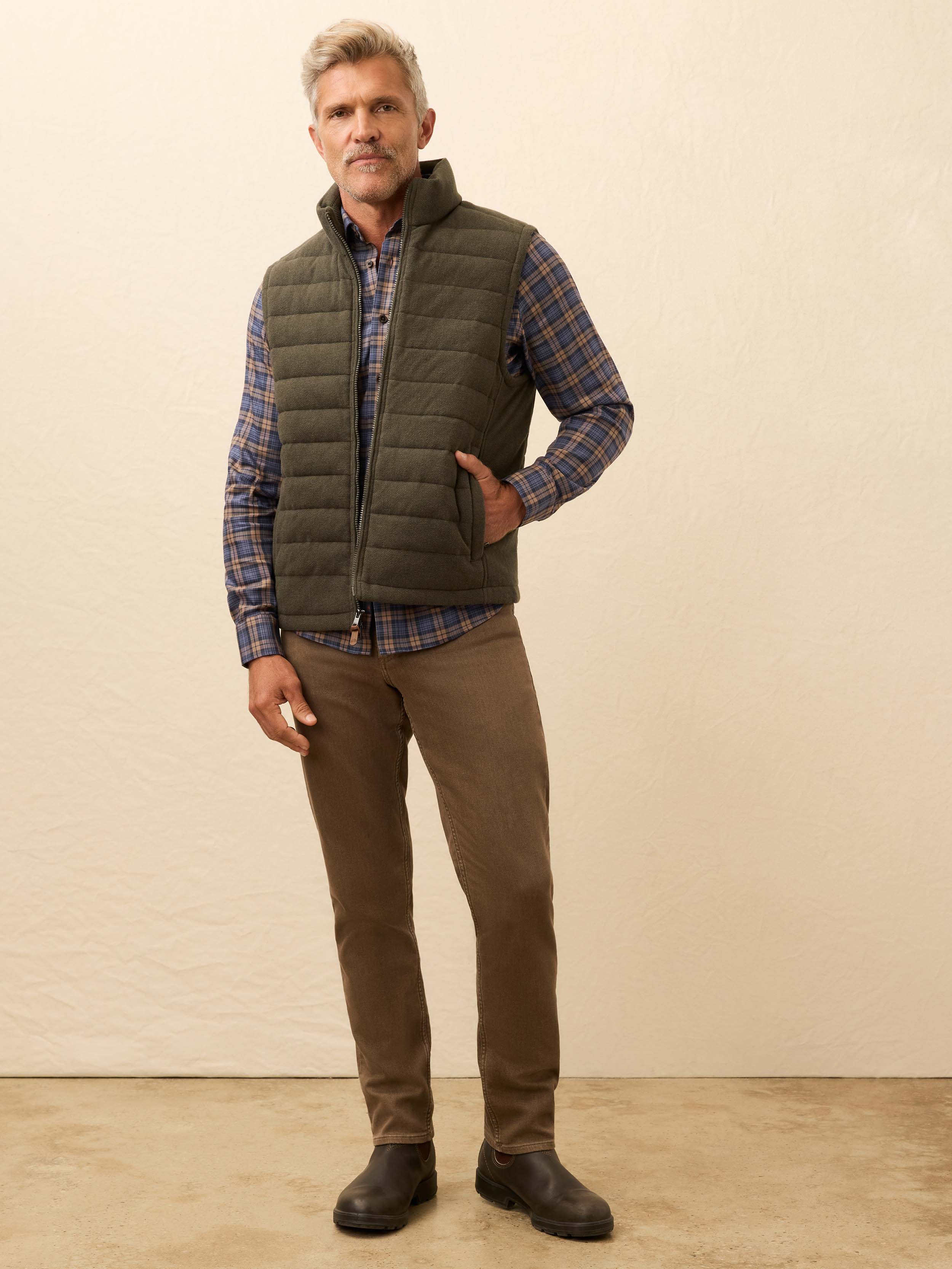Teton Valley Vest - Olive Lake Herringbone | Faherty Brand