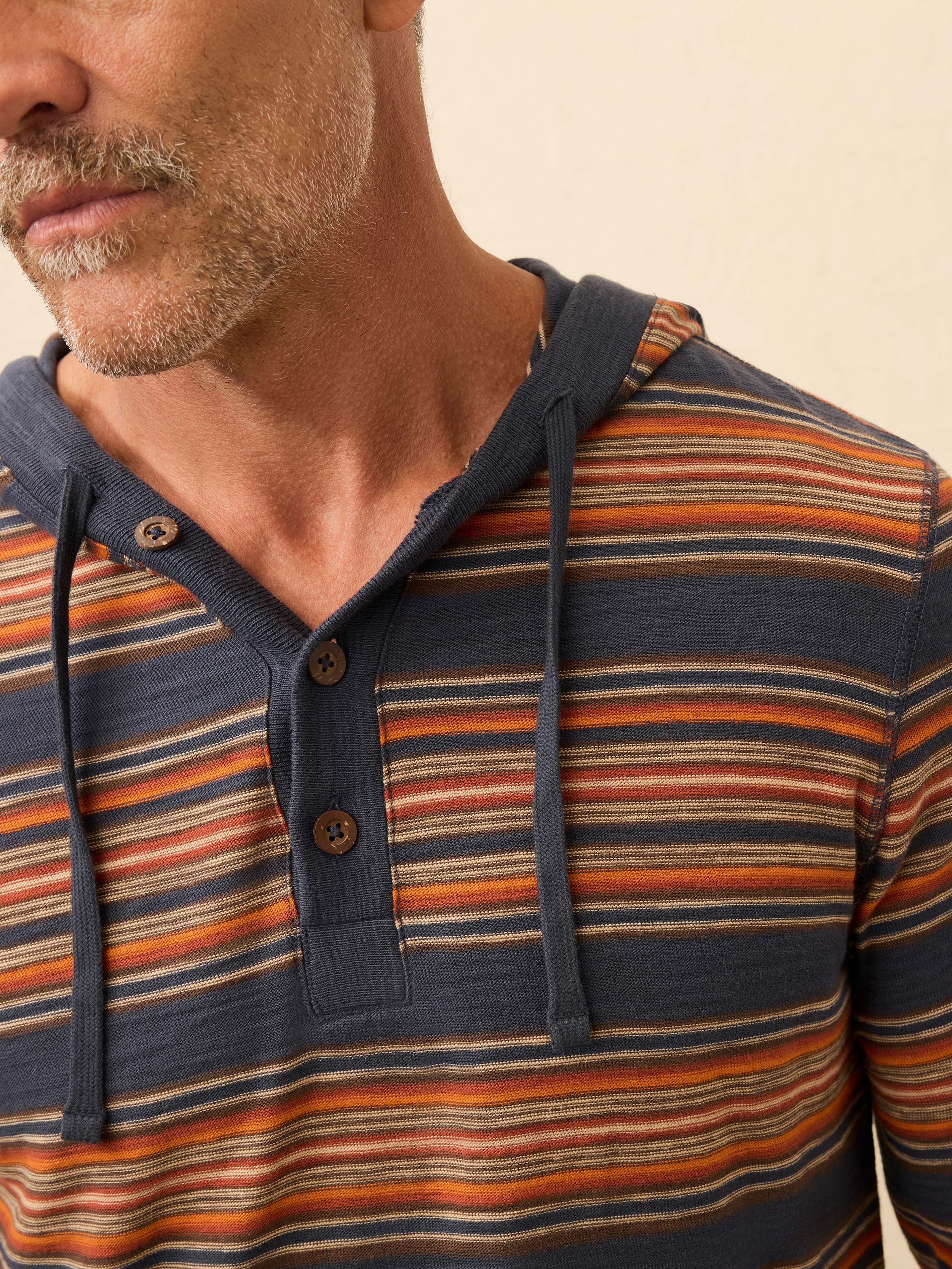 Sunwashed Organic Hoodie - Nighttime Fire Stripe | Faherty Brand