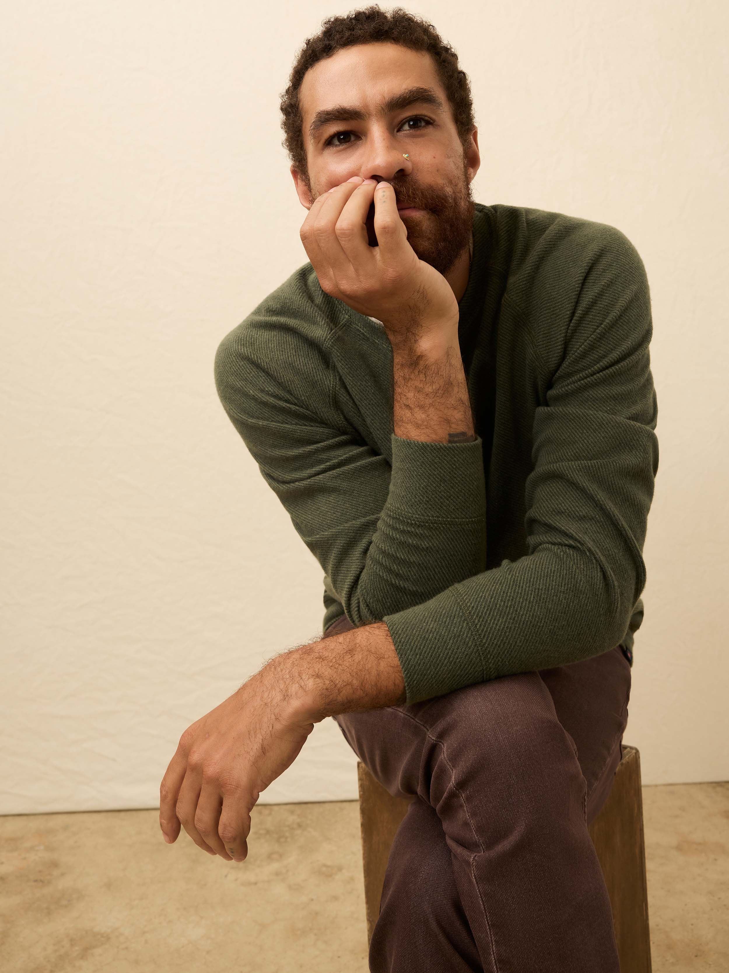 Legend™ Sweater Crew - Fall Evergreen Twill | Faherty Brand