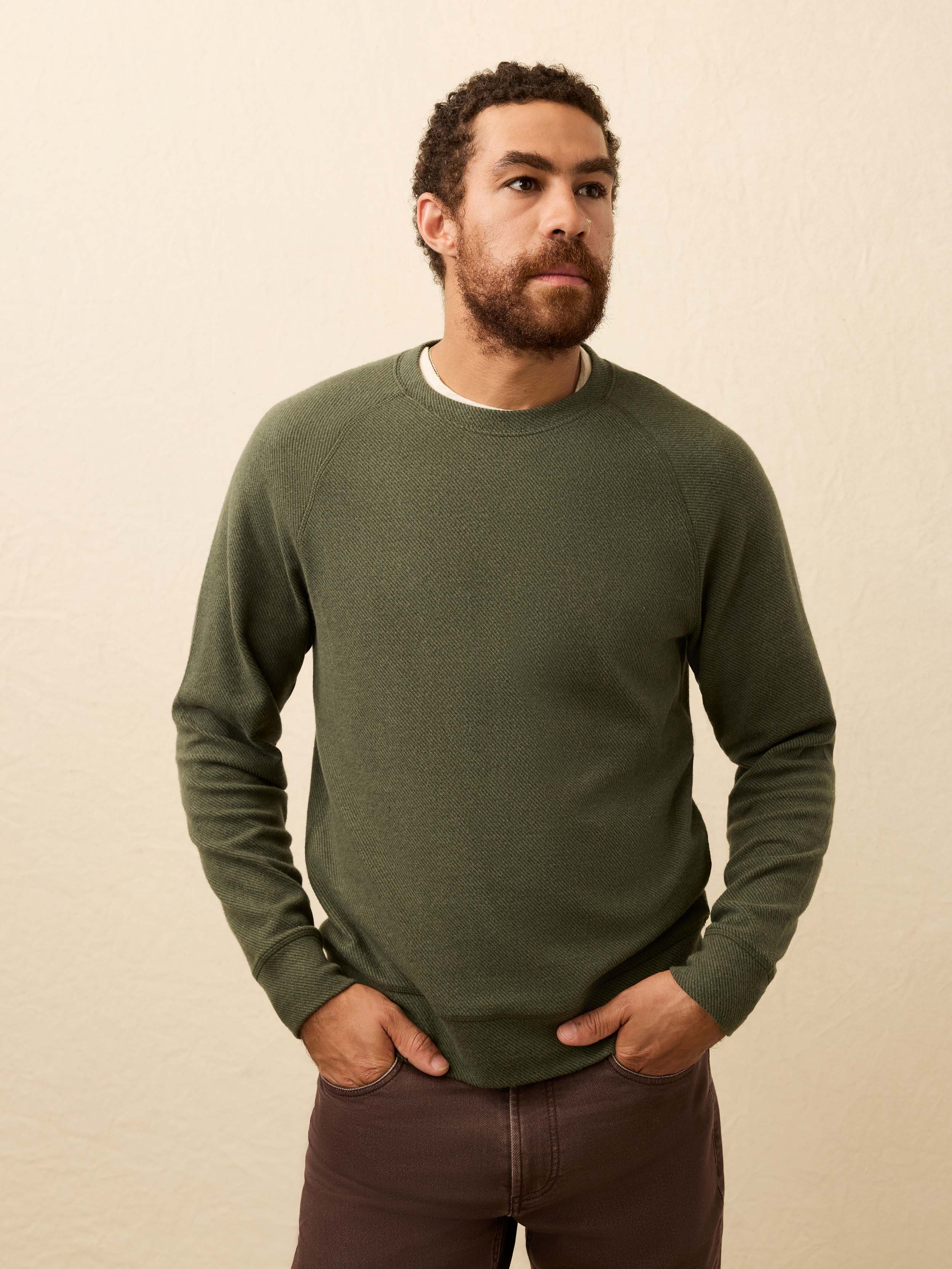 Legend™ Sweater Crew - Fall Evergreen Twill | Faherty Brand