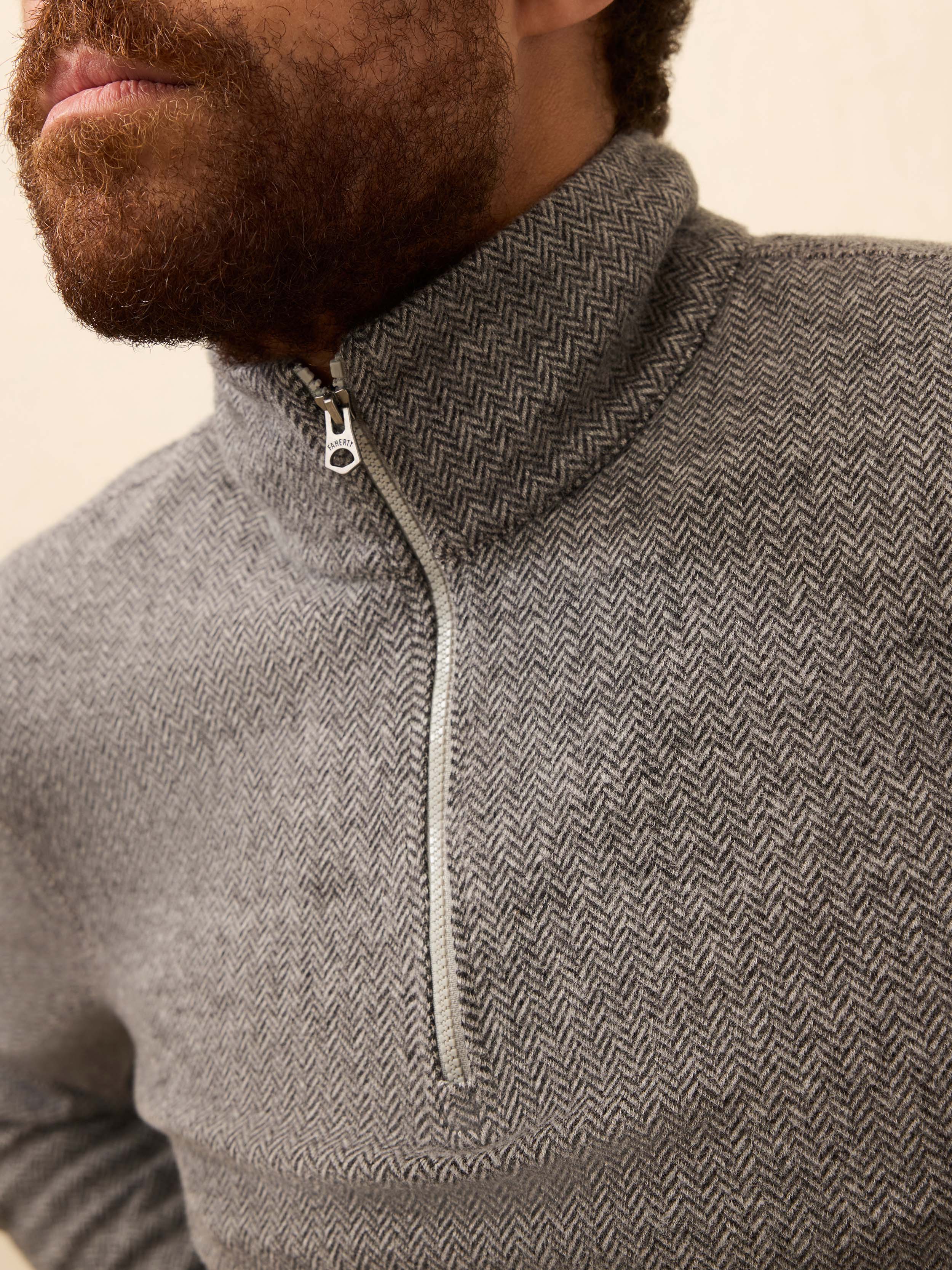 Legend™ Sweater Quarter Zip - Alpine Grey Herringbone | Faherty Brand