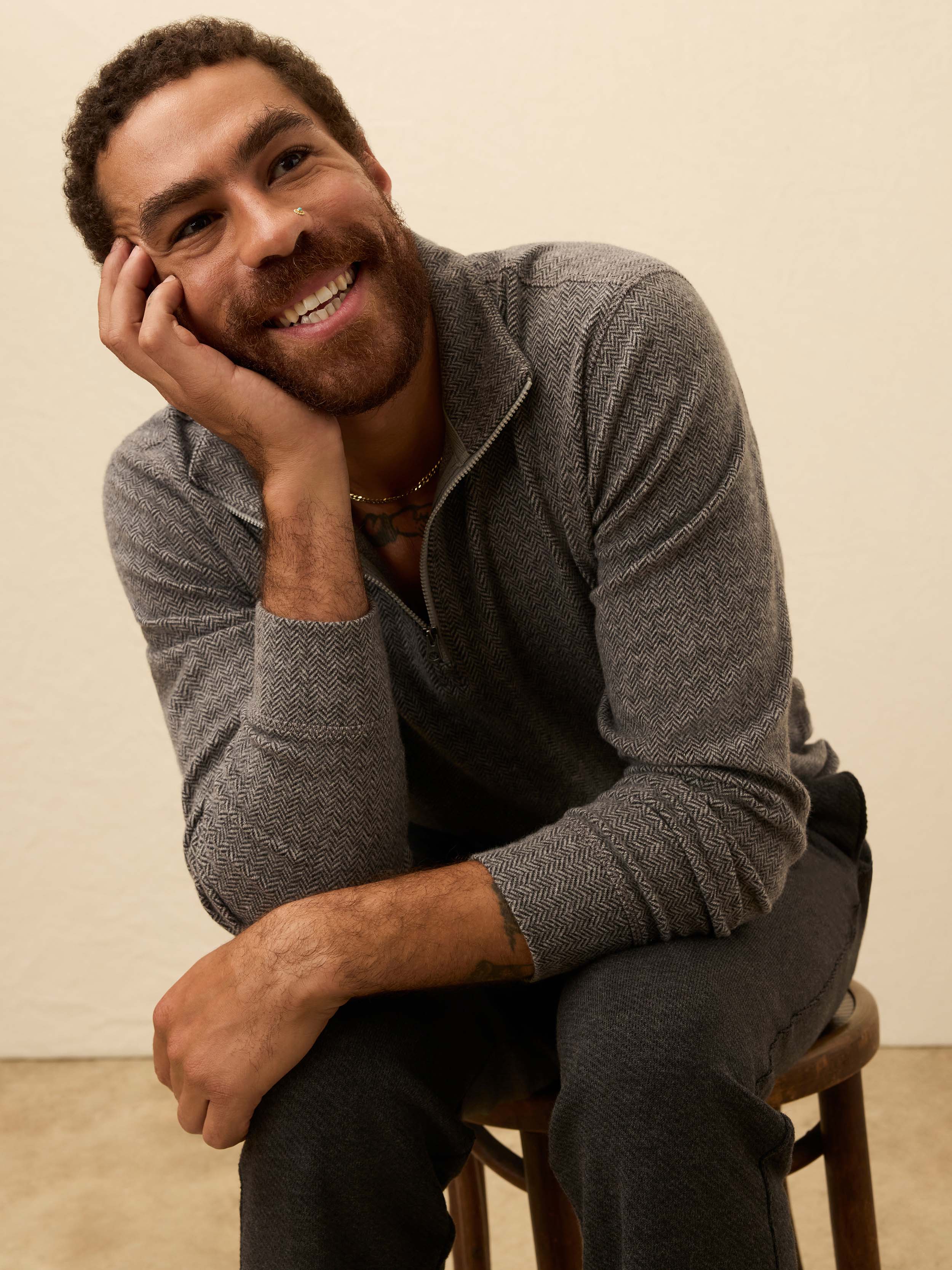 Legend™ Sweater Quarter Zip - Alpine Grey Herringbone | Faherty Brand
