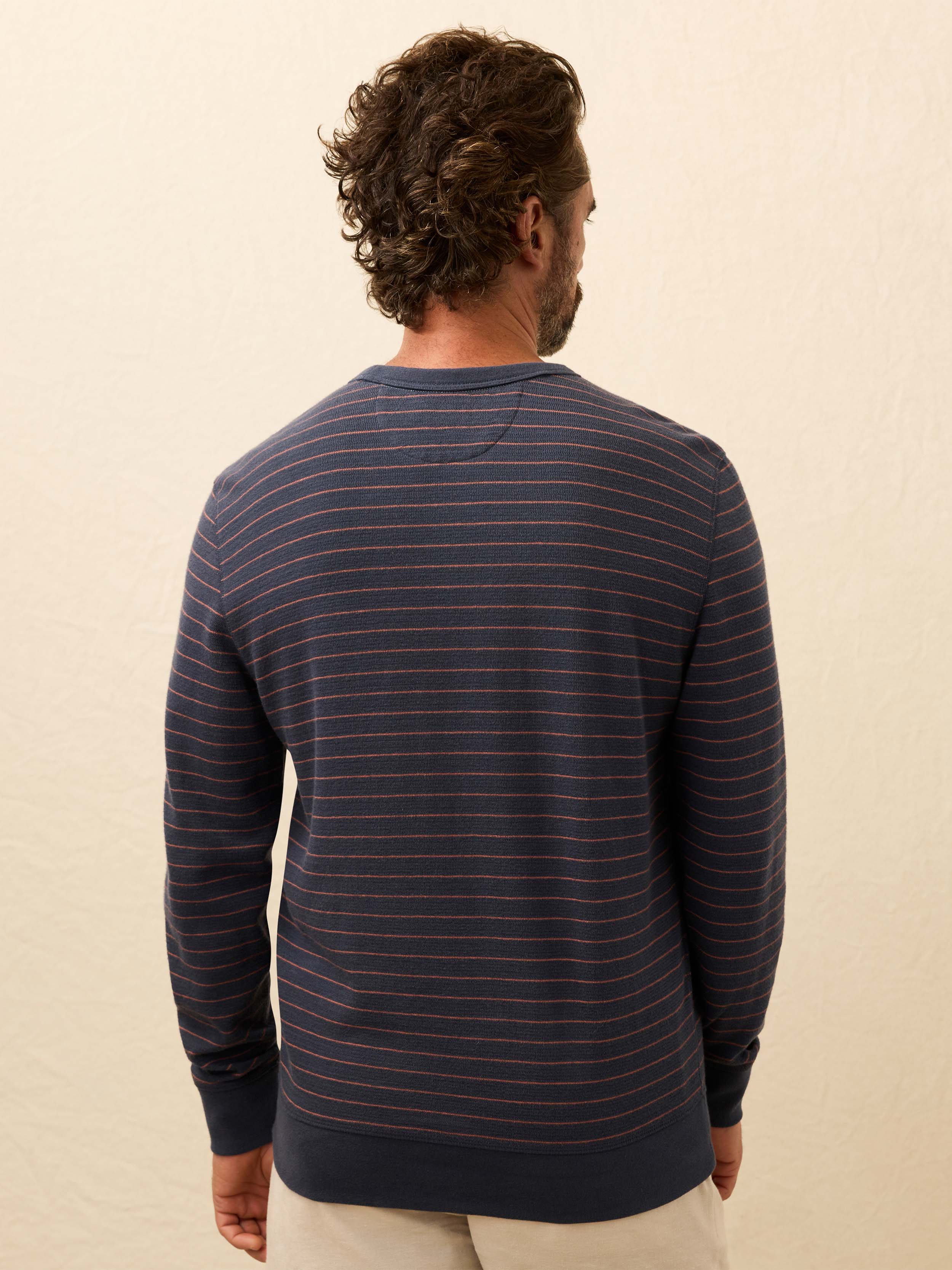 Double Knit Crewneck - Blue Dune Stripe | Faherty Brand