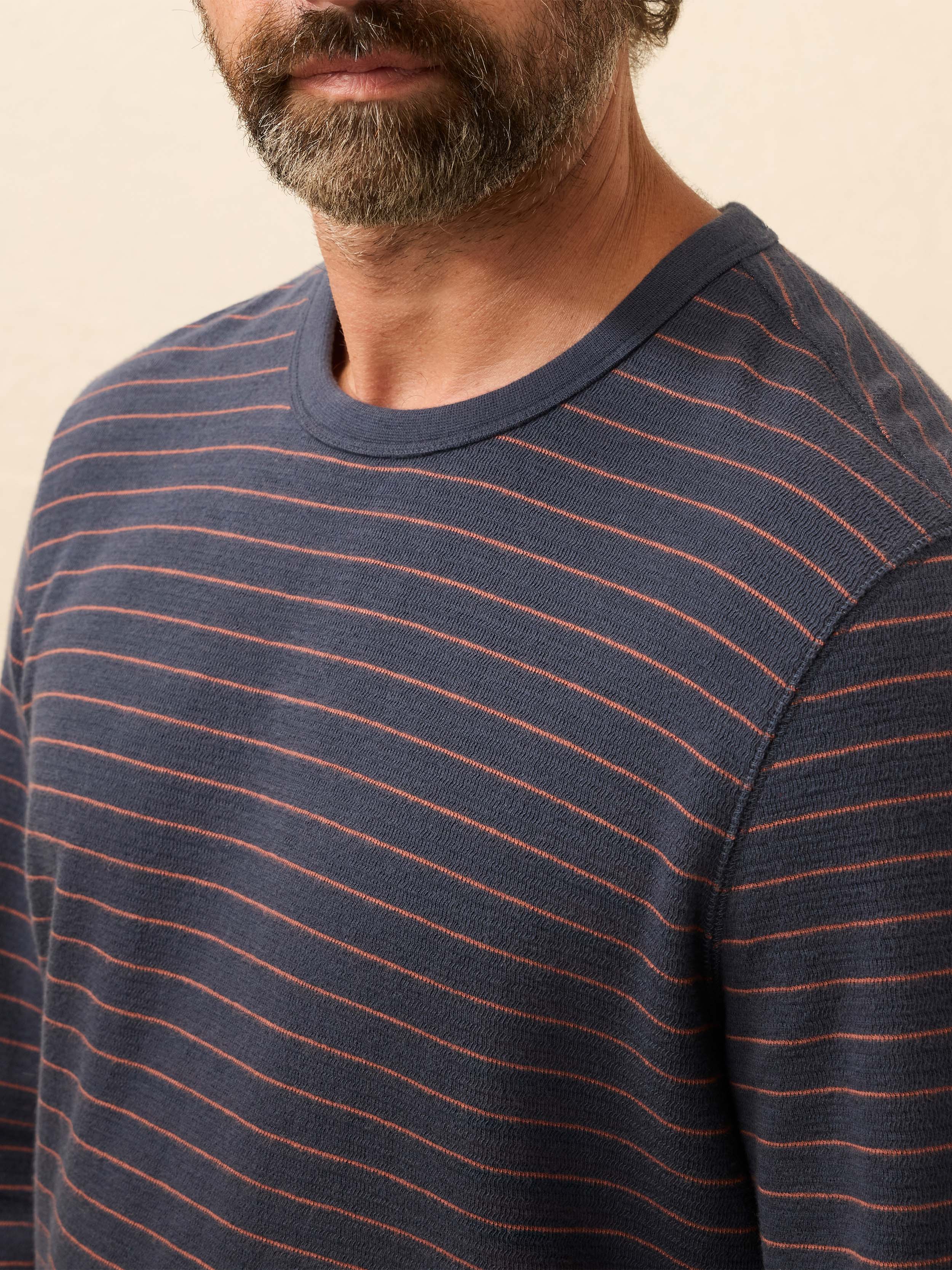 Double Knit Crewneck - Blue Dune Stripe | Faherty Brand