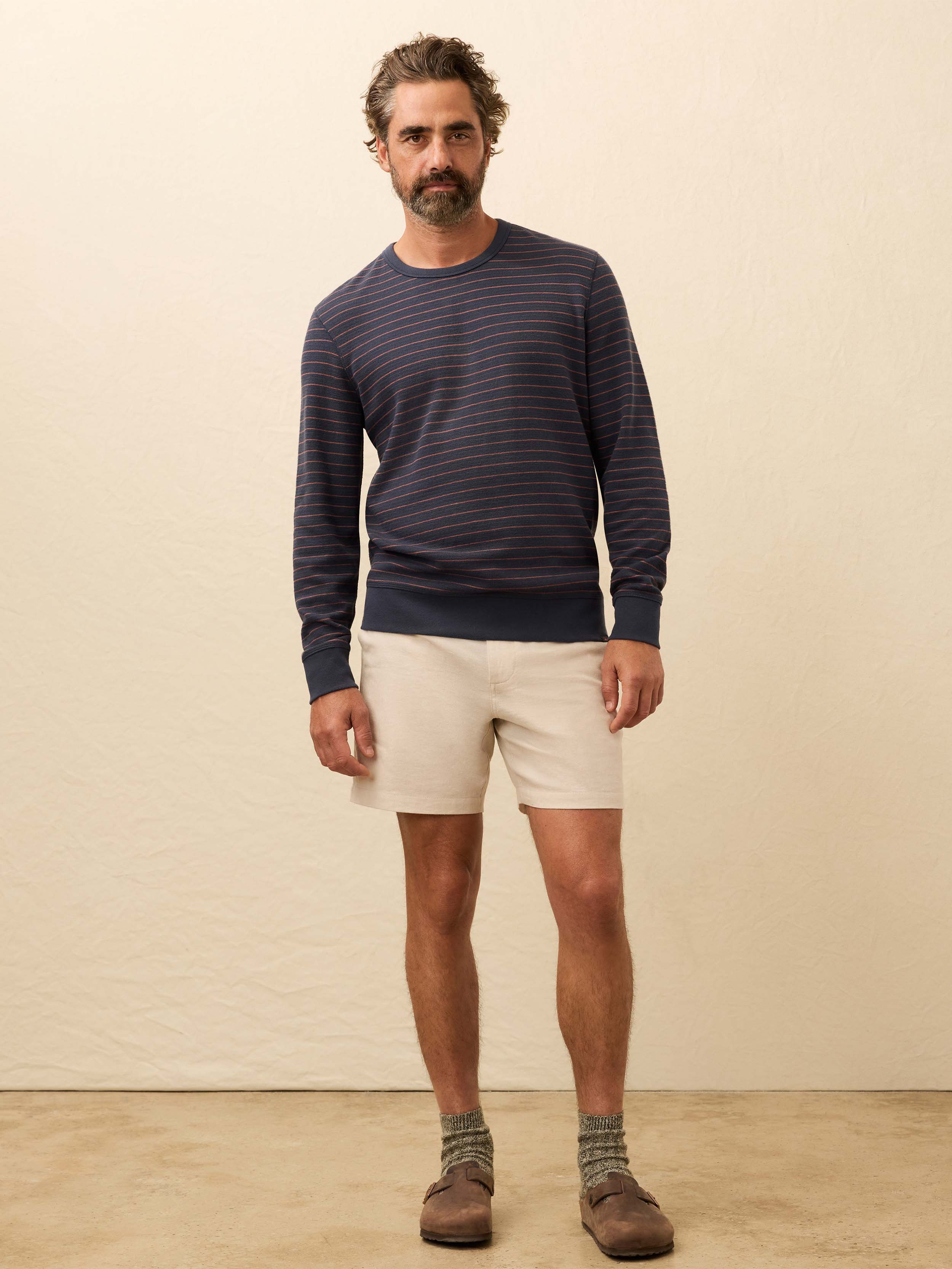 Double Knit Crewneck - Blue Dune Stripe | Faherty Brand