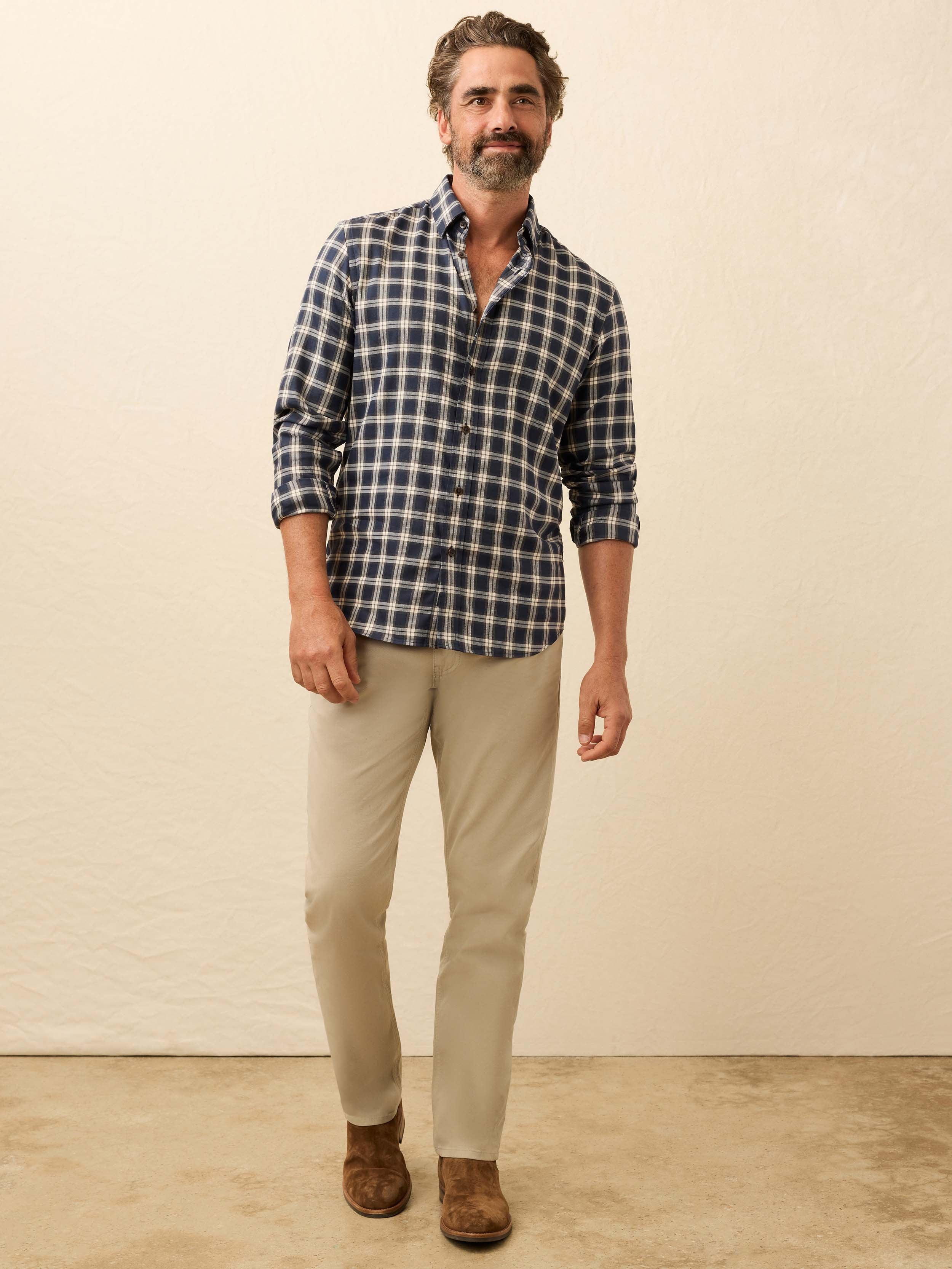 Soft Twill Movement™ Shirt - Navy Smoke Plaid | Faherty Brand