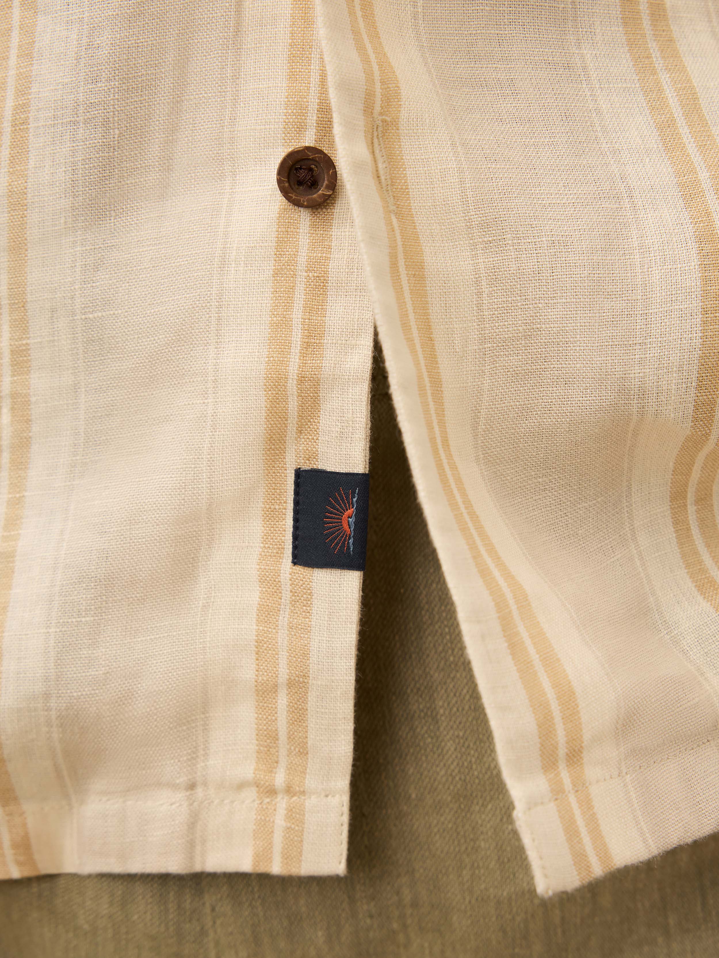 Short-Sleeve Laguna Linen Camp Shirt - Oak Island Stripe | Faherty Brand