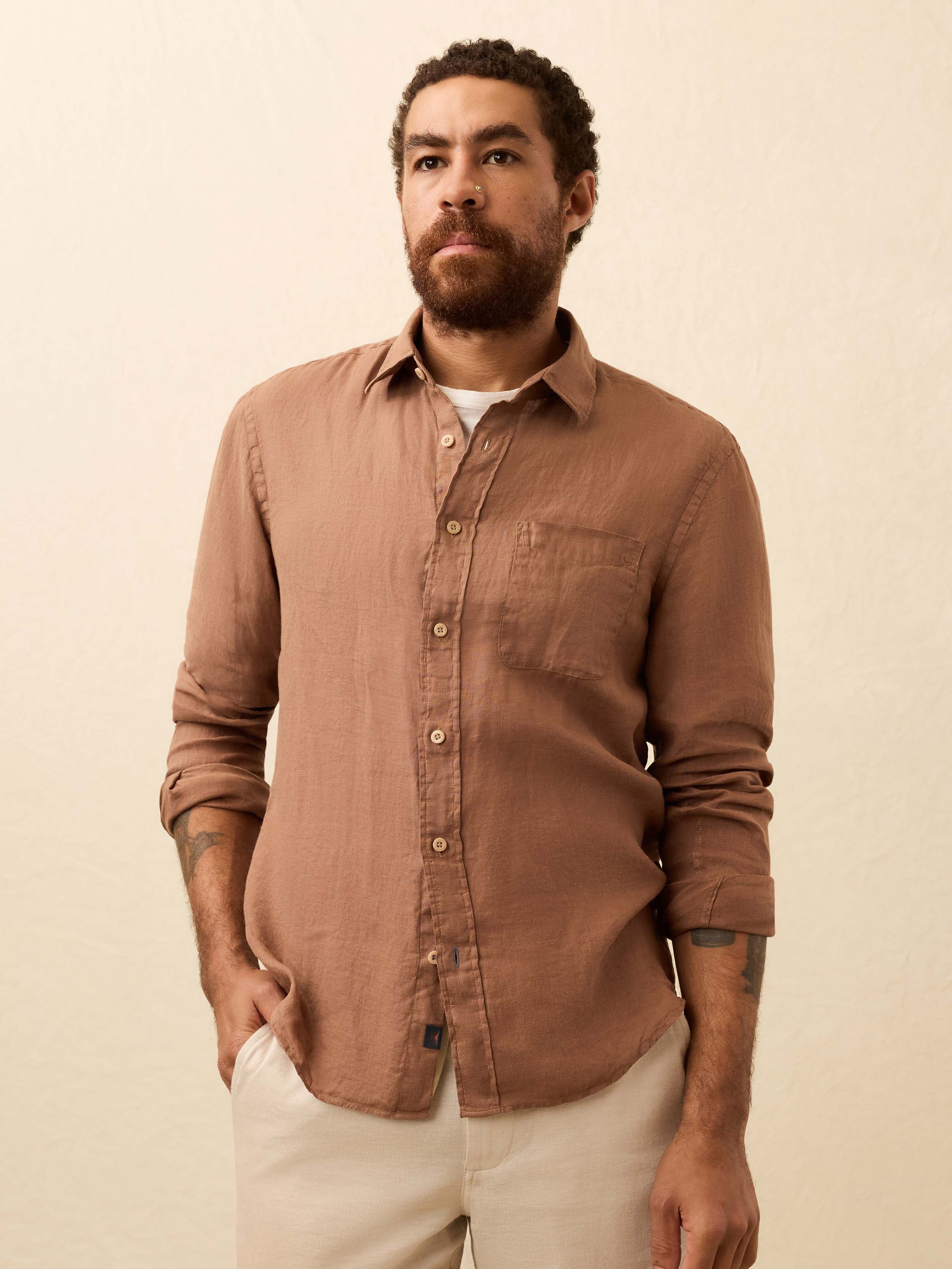Laguna Linen Shirt - Chestnut Woods | Faherty Brand