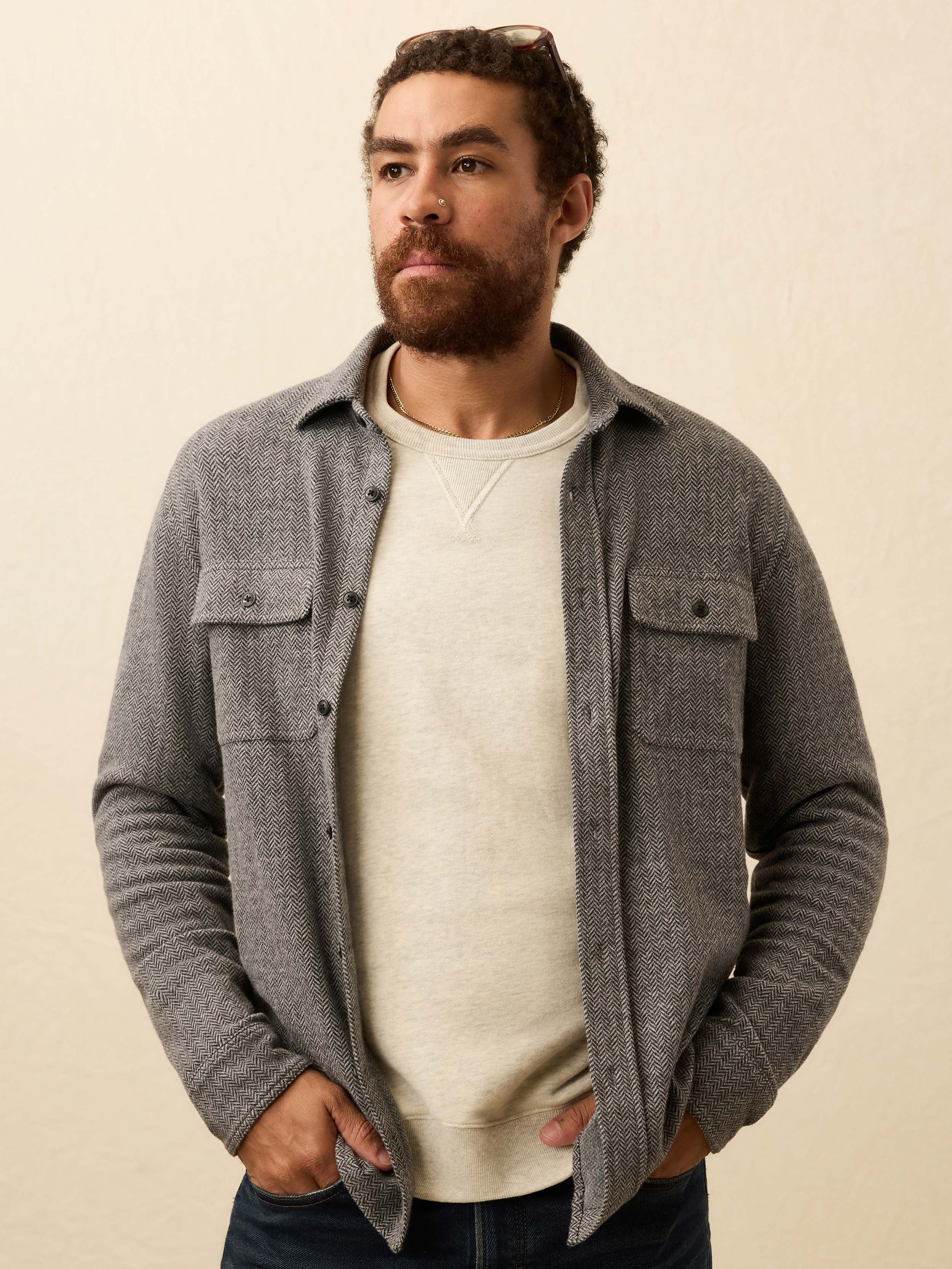 Legend™ Sweater Shirt - Alpine Grey Herringbone | Faherty Brand