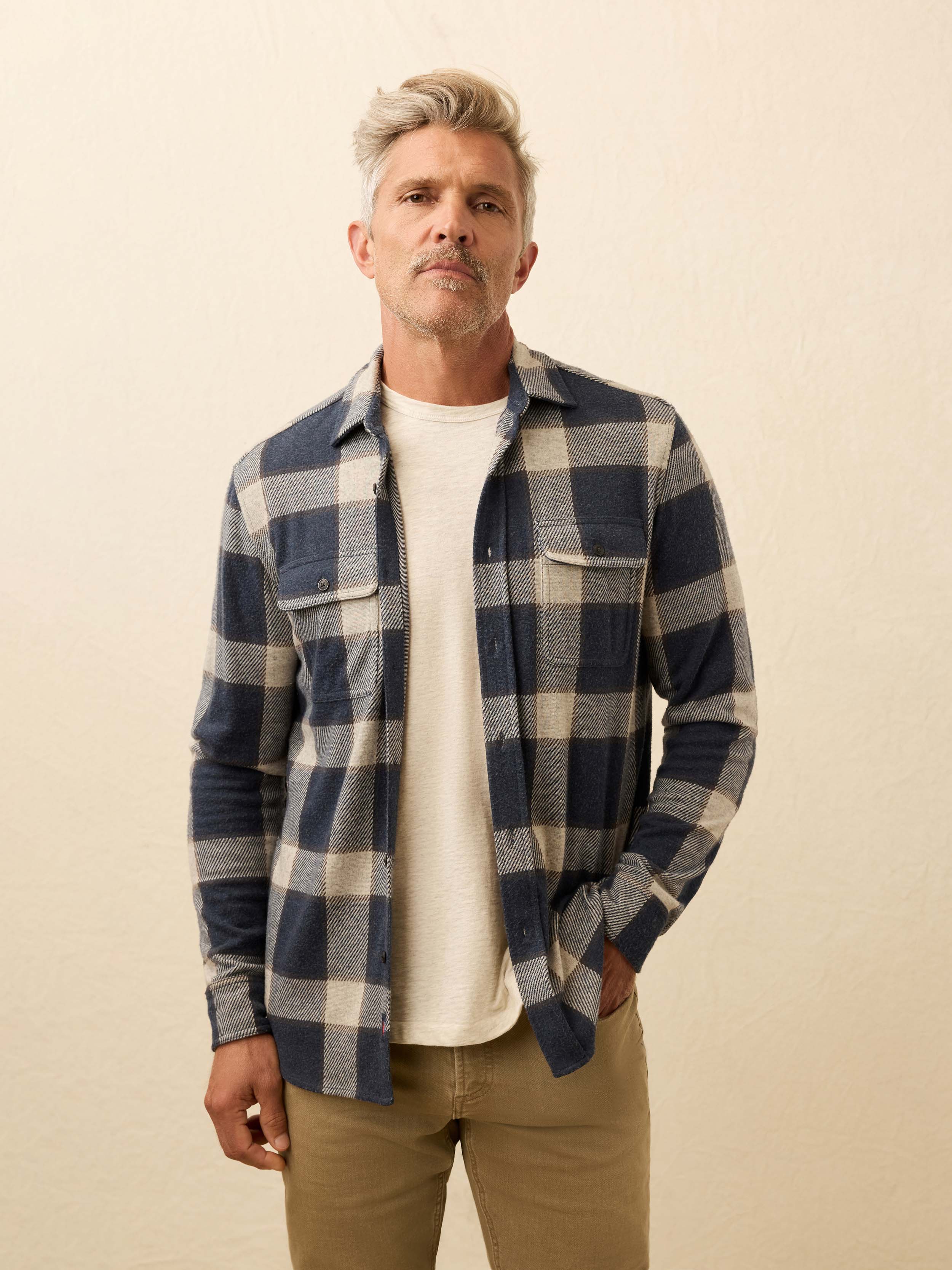 Legend™ Sweater Shirt - Navy Cloud Plaid | Faherty Brand