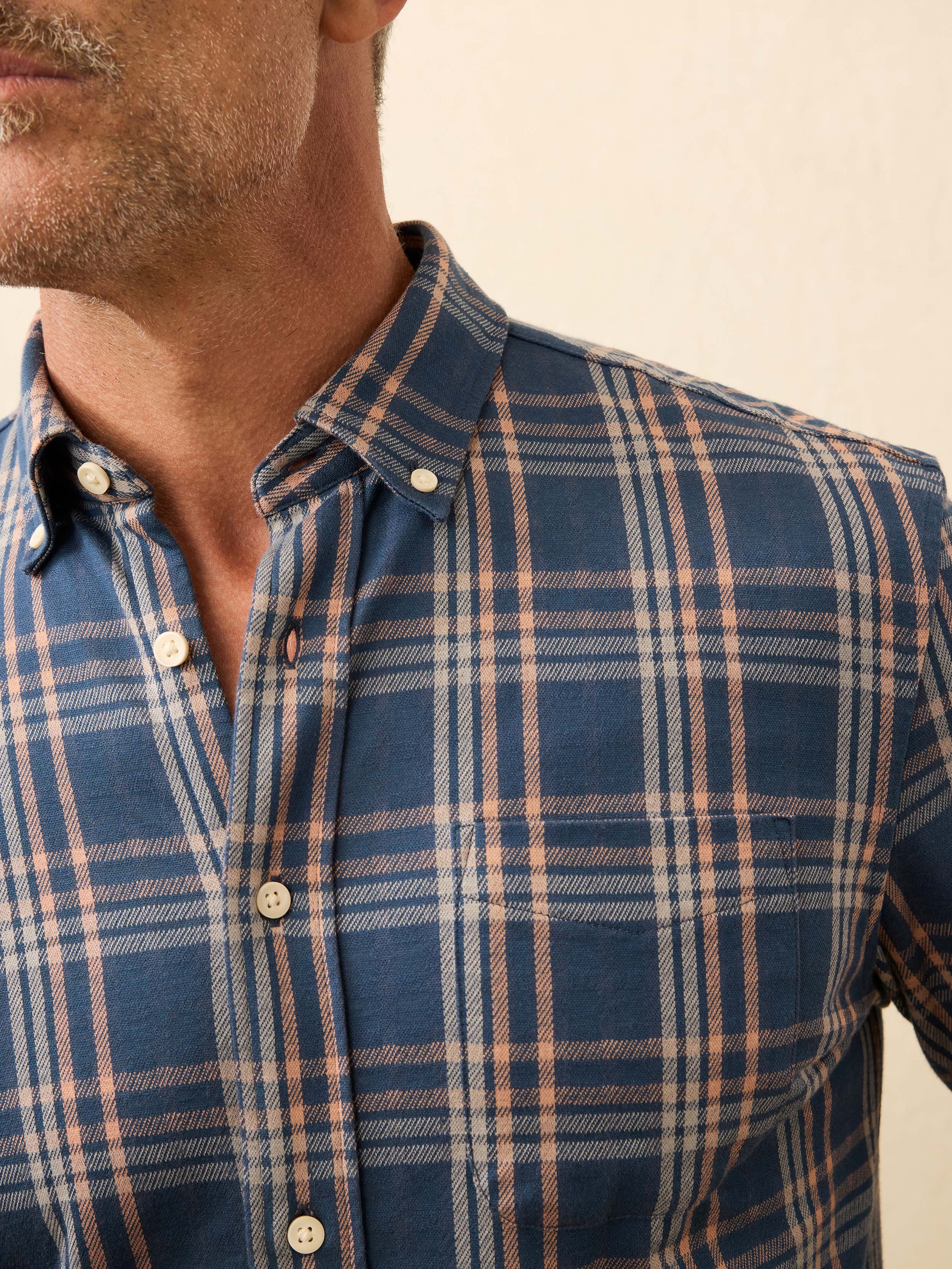 Coastline Knit Shirt - Clay Twilight Plaid | Faherty Brand