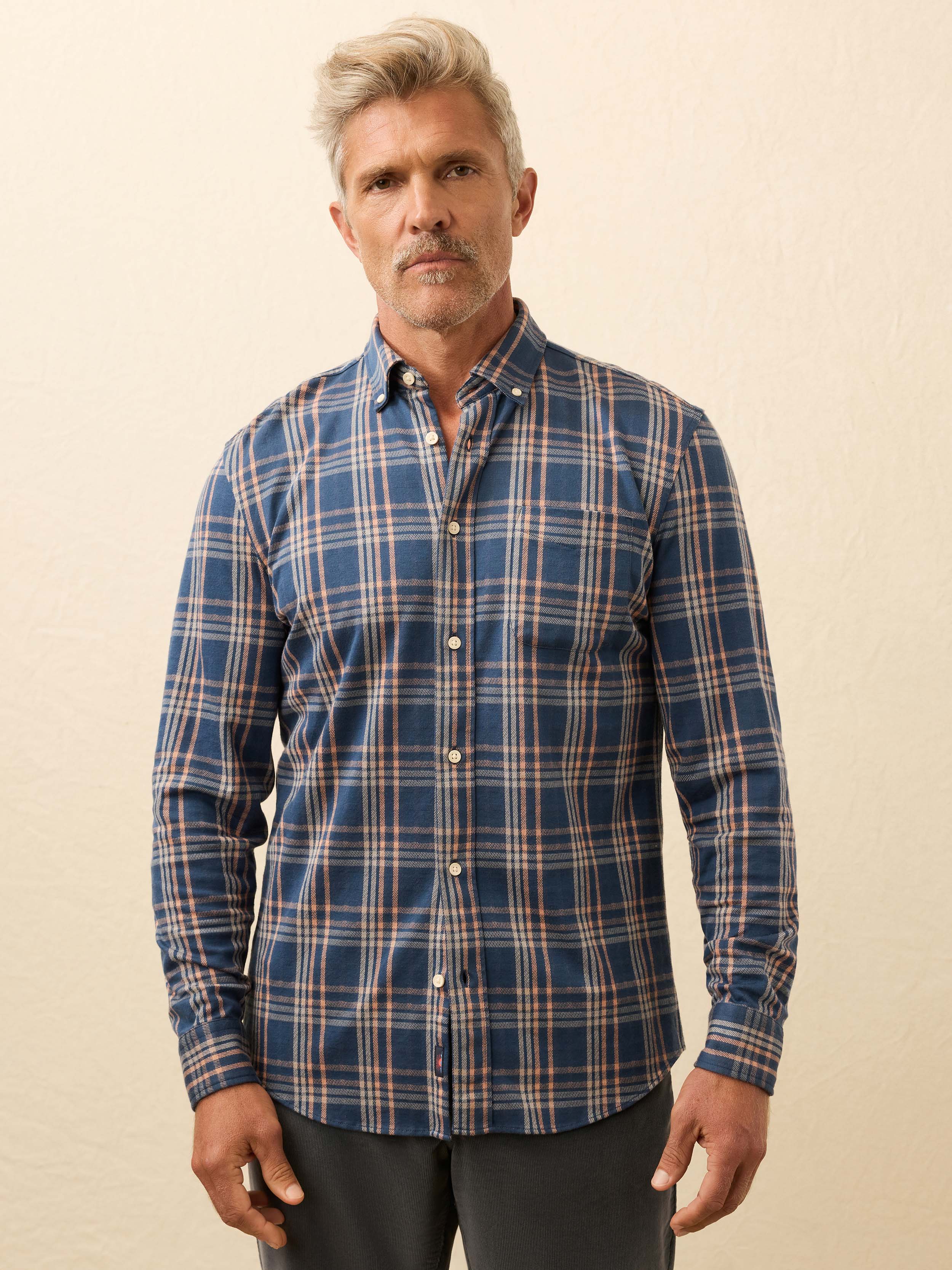 Coastline Knit Shirt - Clay Twilight Plaid | Faherty Brand