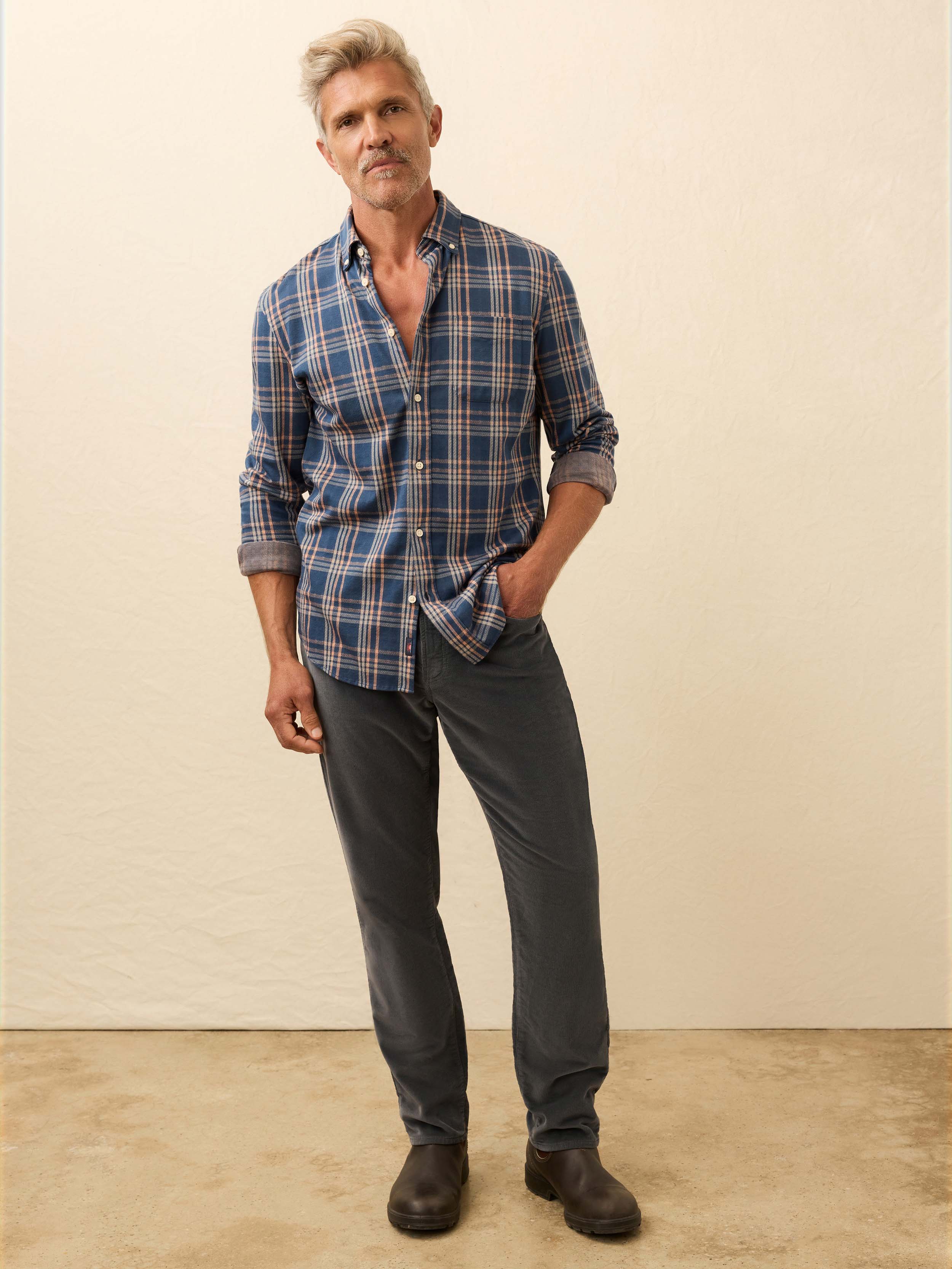 Coastline Knit Shirt - Clay Twilight Plaid | Faherty Brand