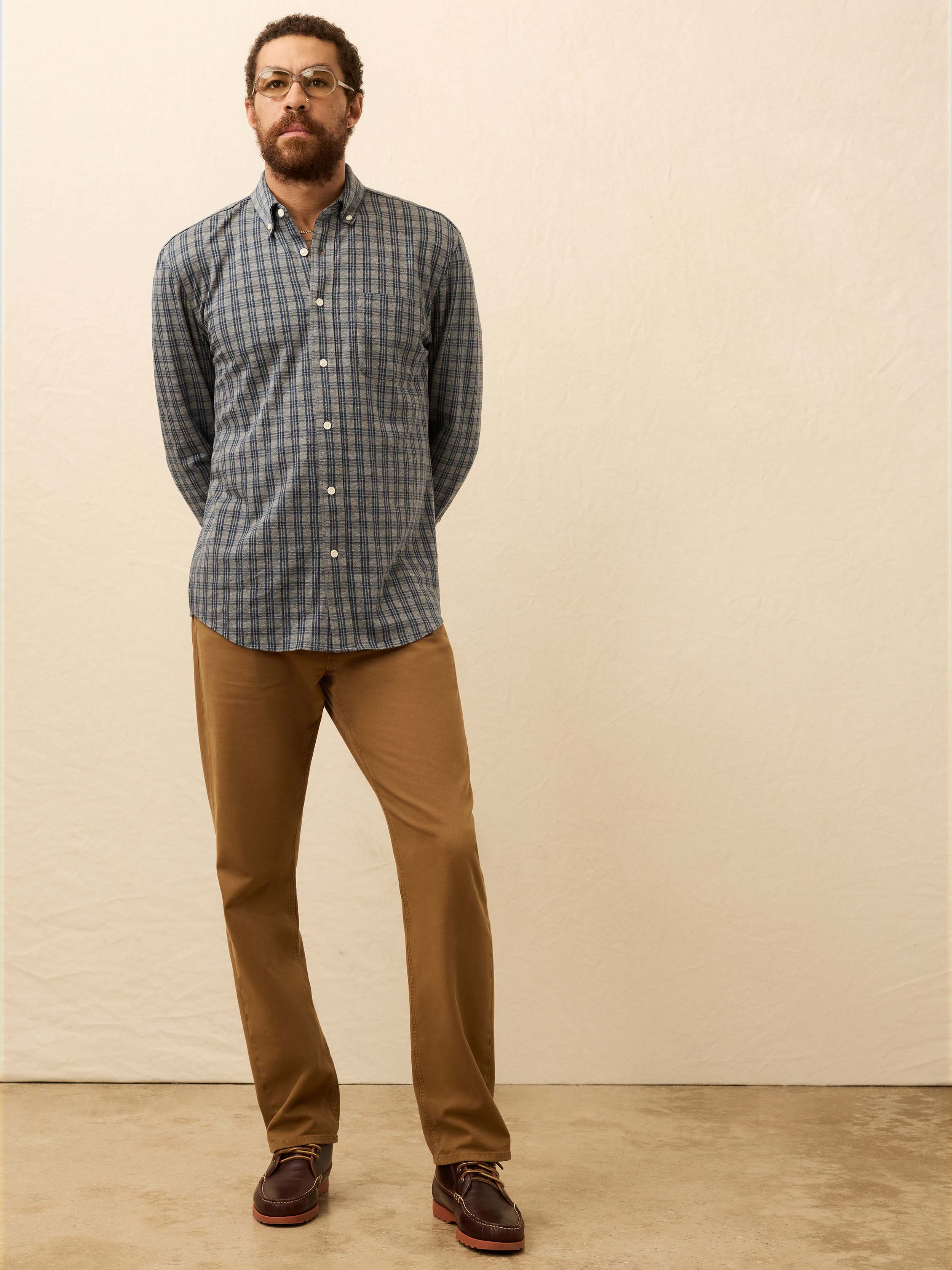 Coastline Knit Shirt - Ocean Grey Check | Faherty Brand