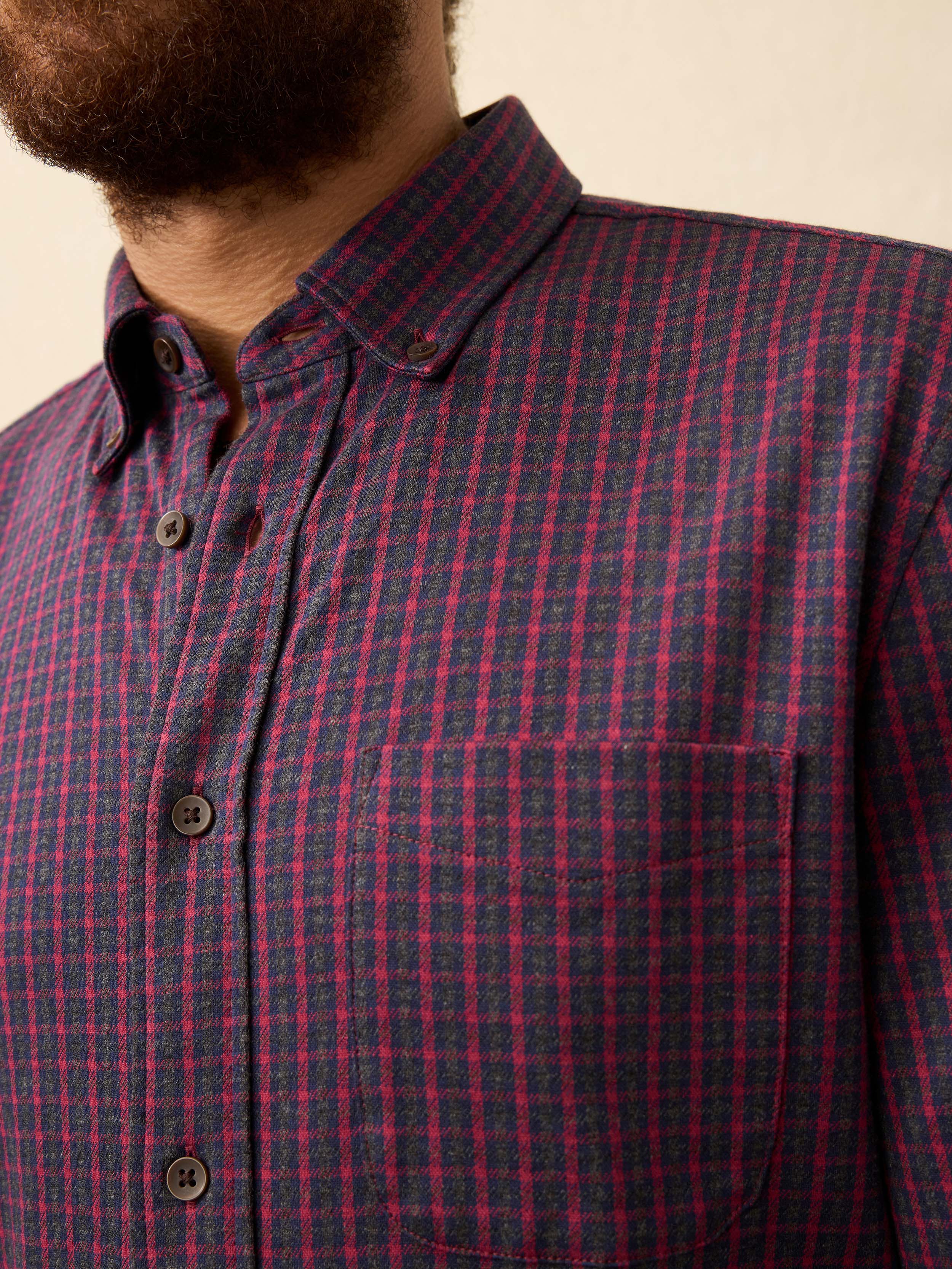 Coastline Knit Shirt - Red Dusk Check | Faherty Brand