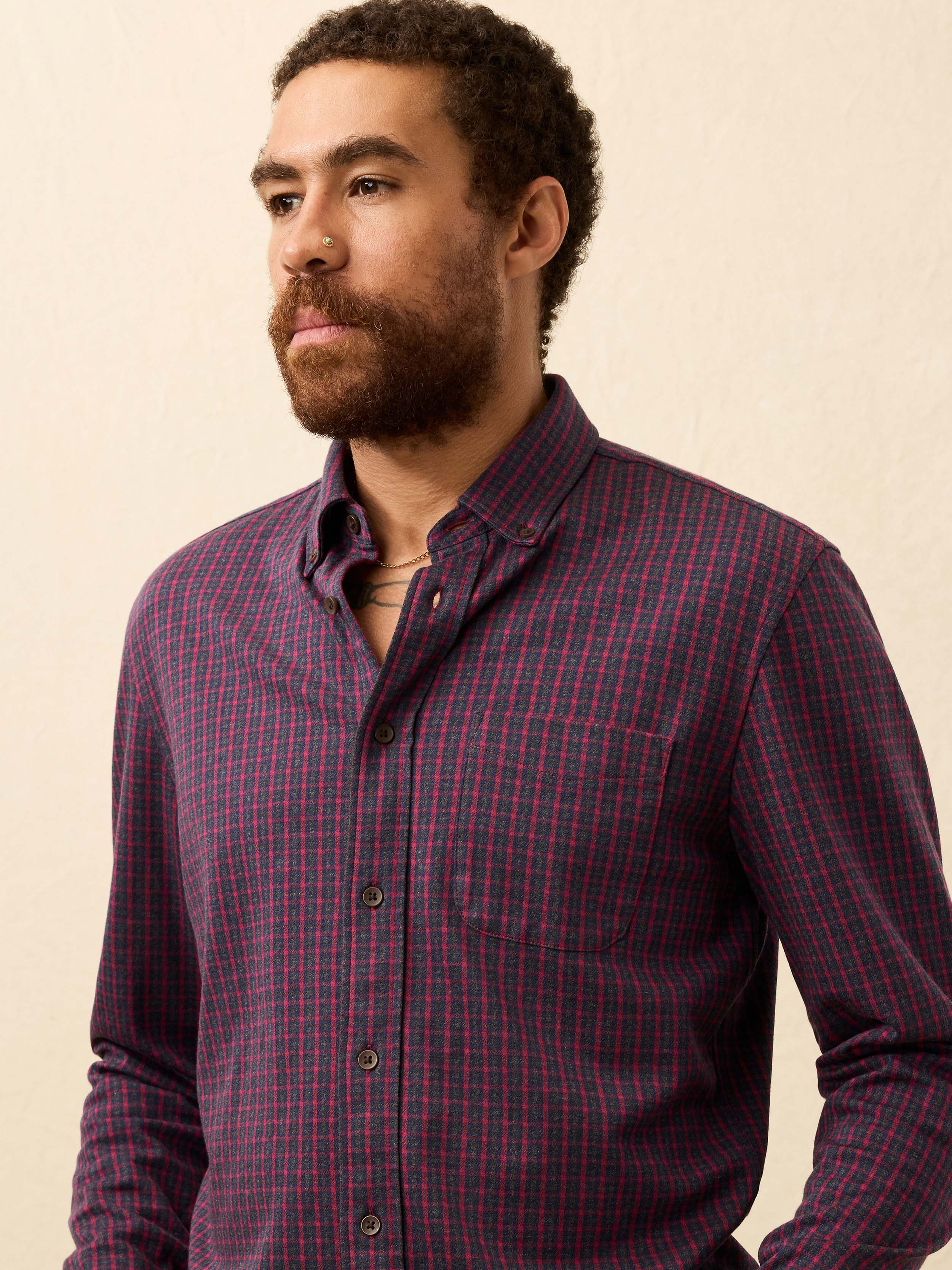 Coastline Knit Shirt - Red Dusk Check | Faherty Brand