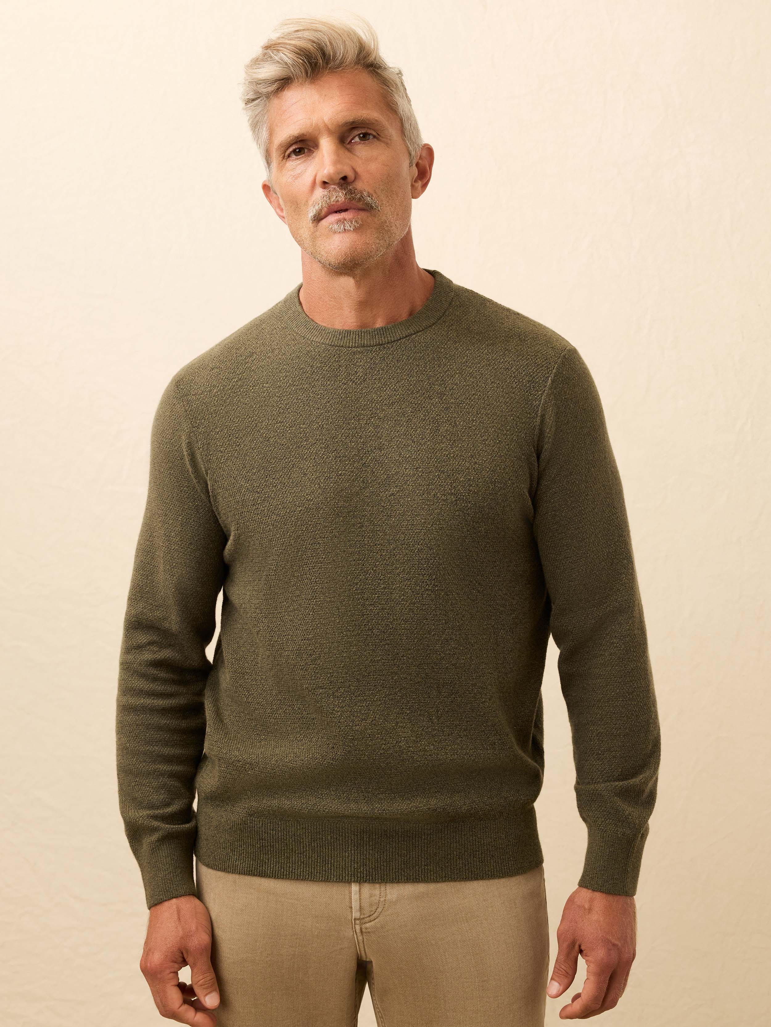 Jackson Crew Sweater - Olive Heather | Faherty Brand