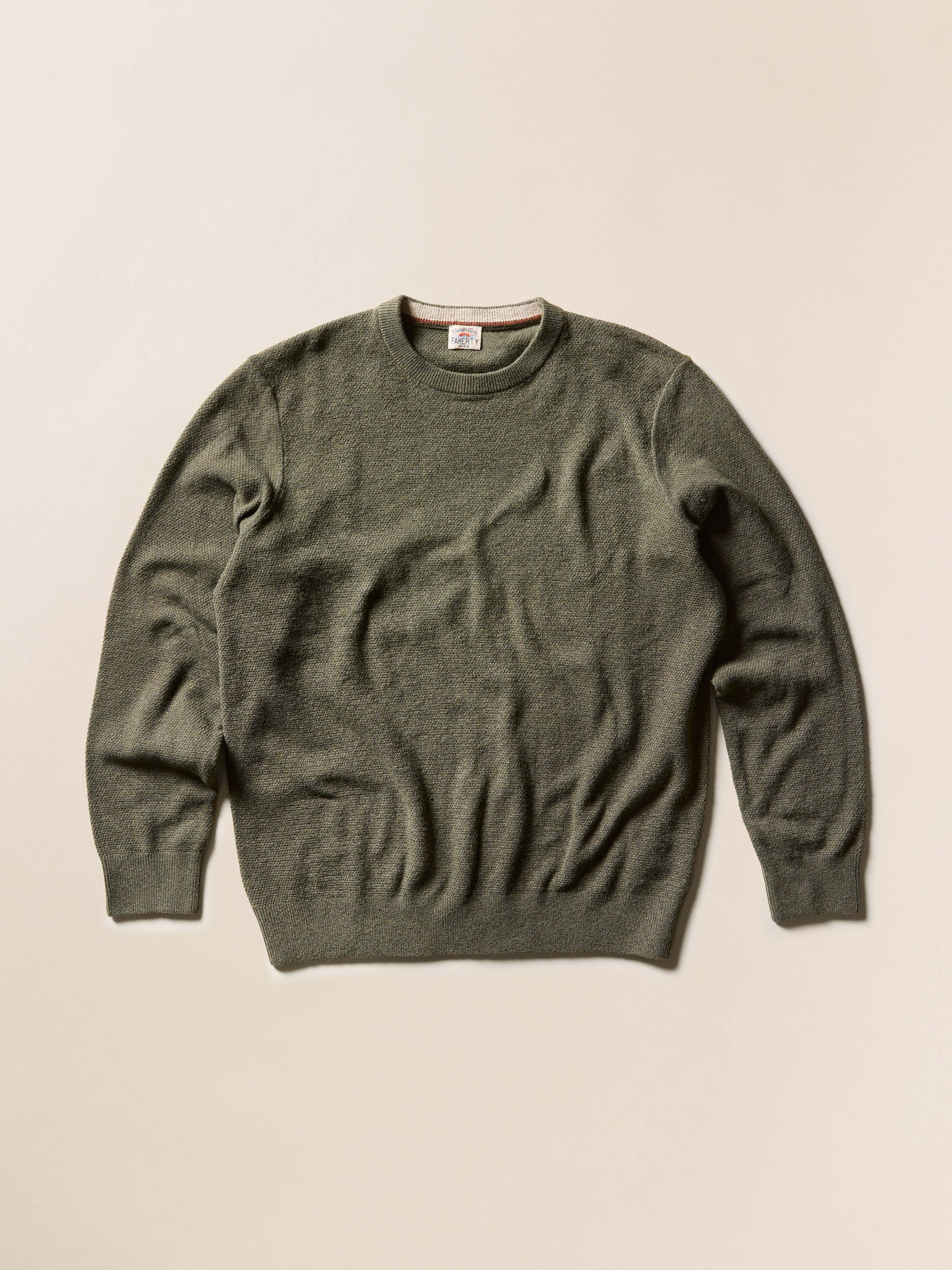 Jackson Crew Sweater - Olive Heather | Faherty Brand