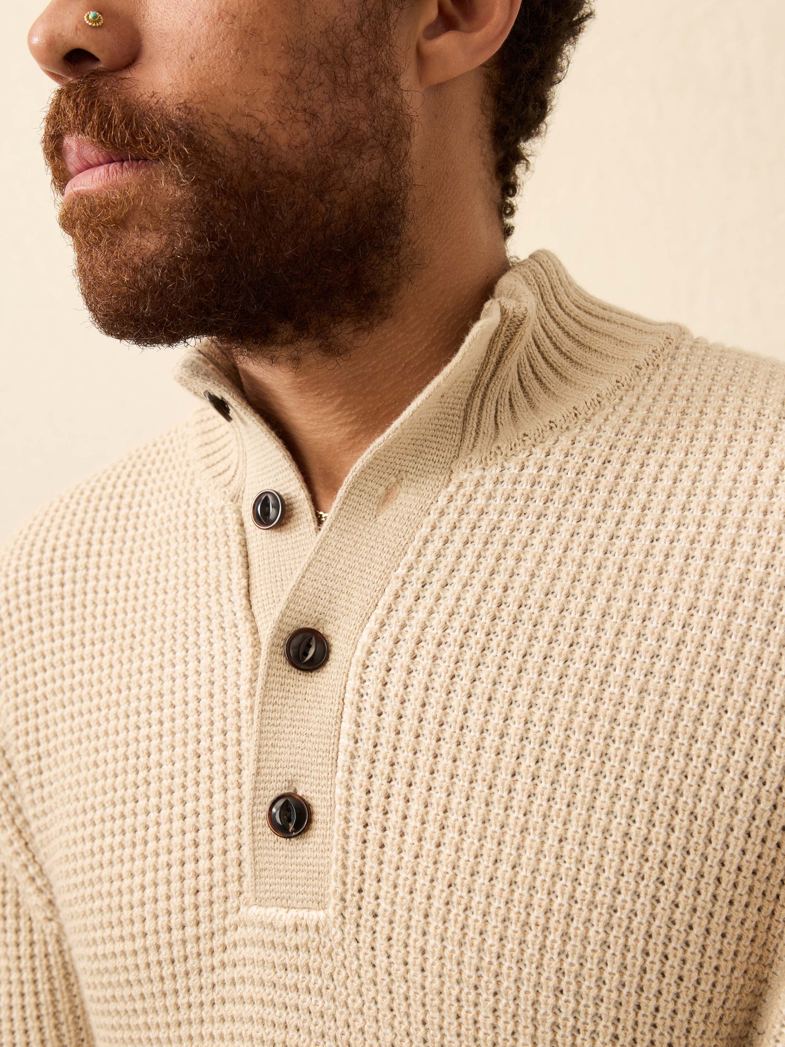 Quarter Button Sweater - Alpine Khaki | Faherty Brand