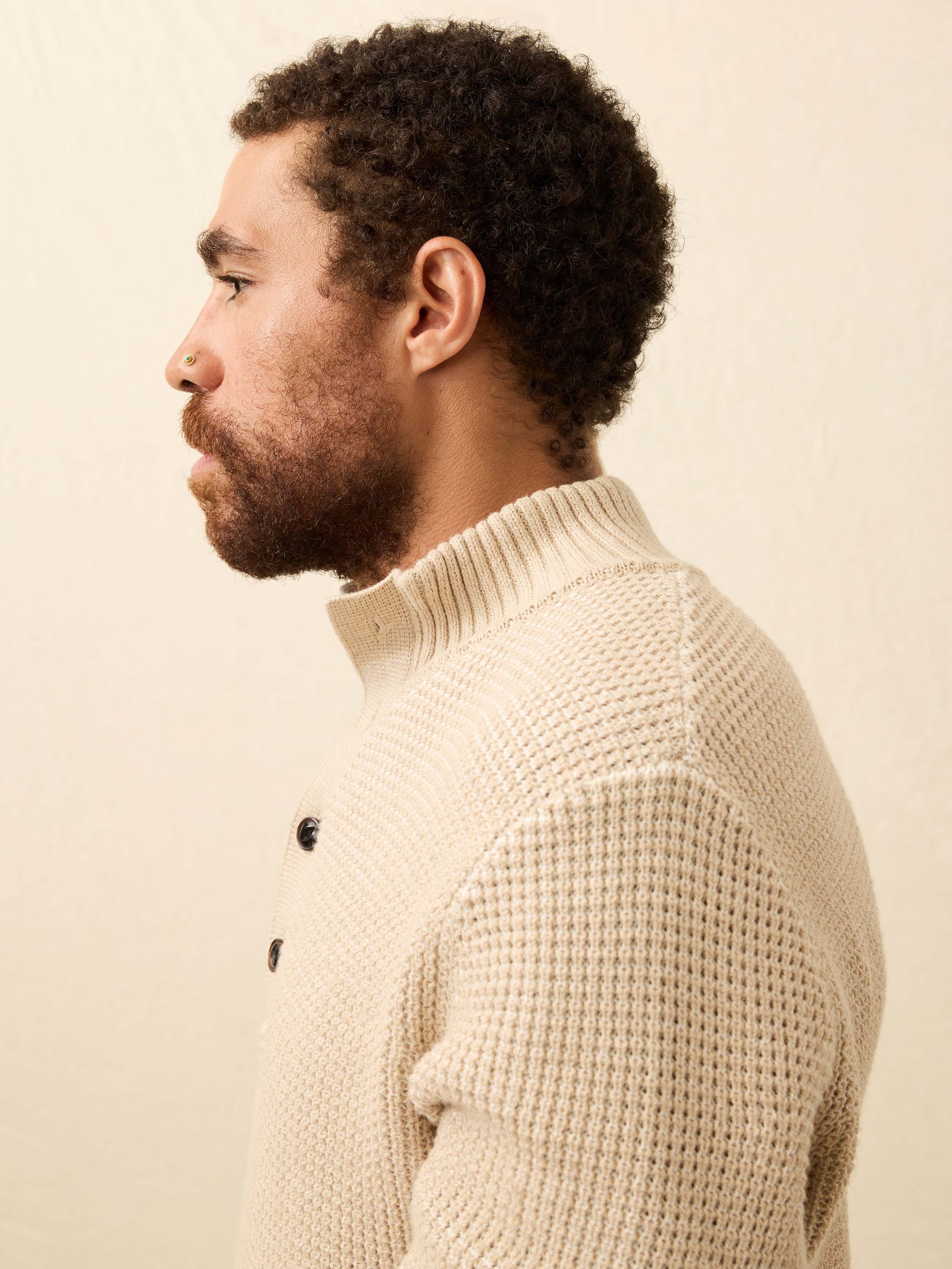 Quarter Button Sweater - Alpine Khaki | Faherty Brand