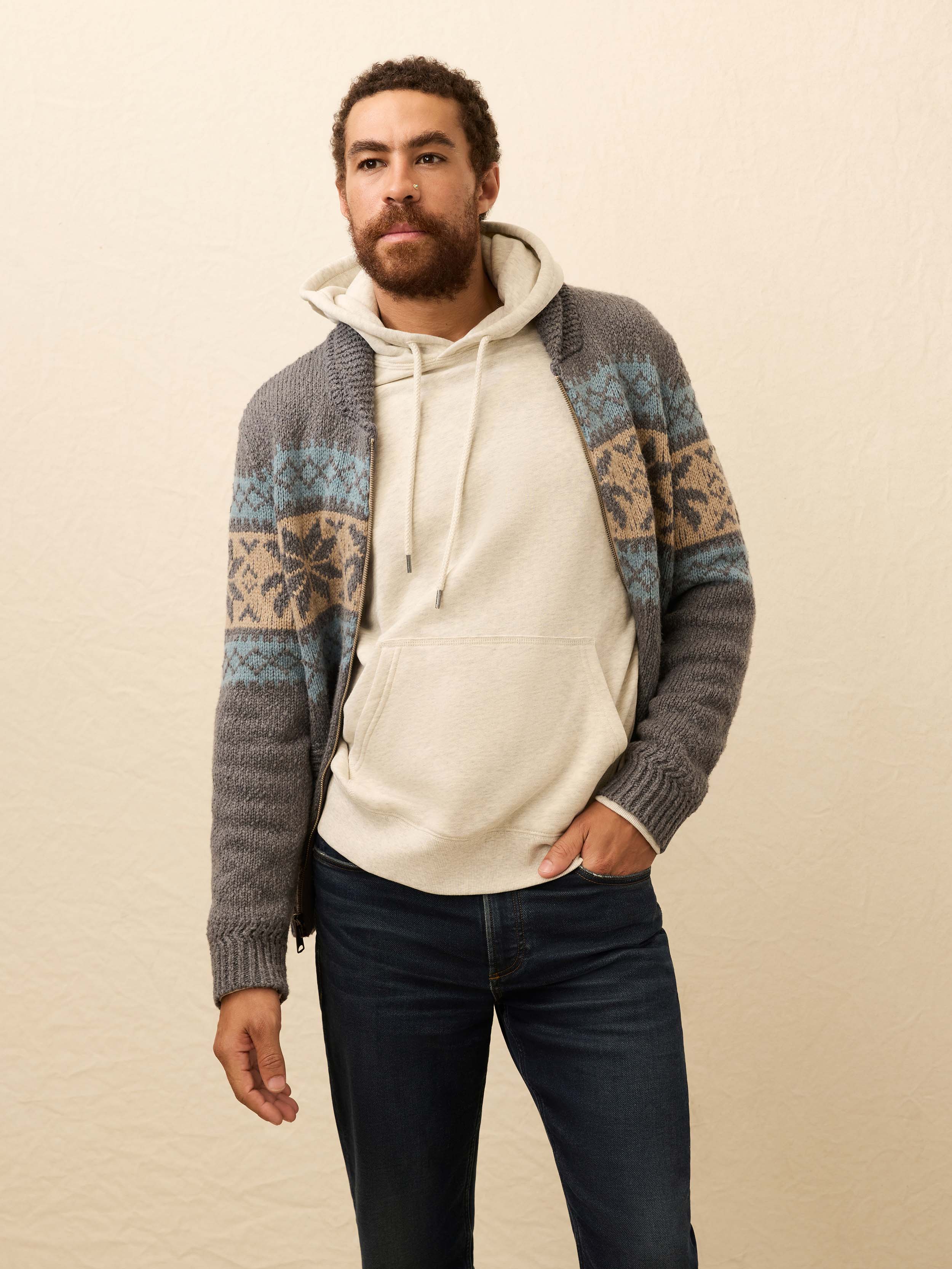 Surf To Snow Zip Cardigan - Iron Coast | Faherty Brand