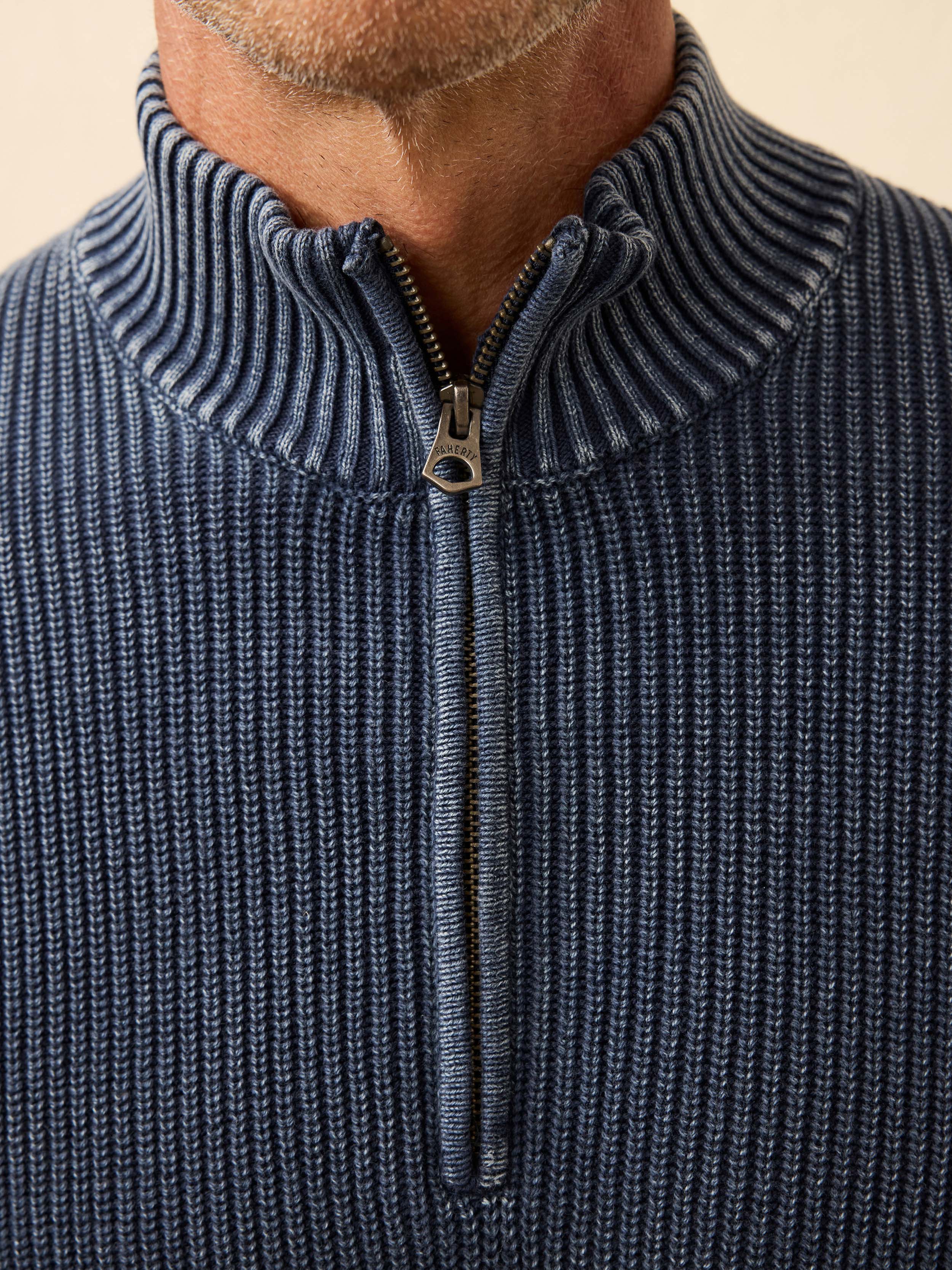 Sunwashed Quarter Zip Sweater - Blue Nights | Faherty Brand