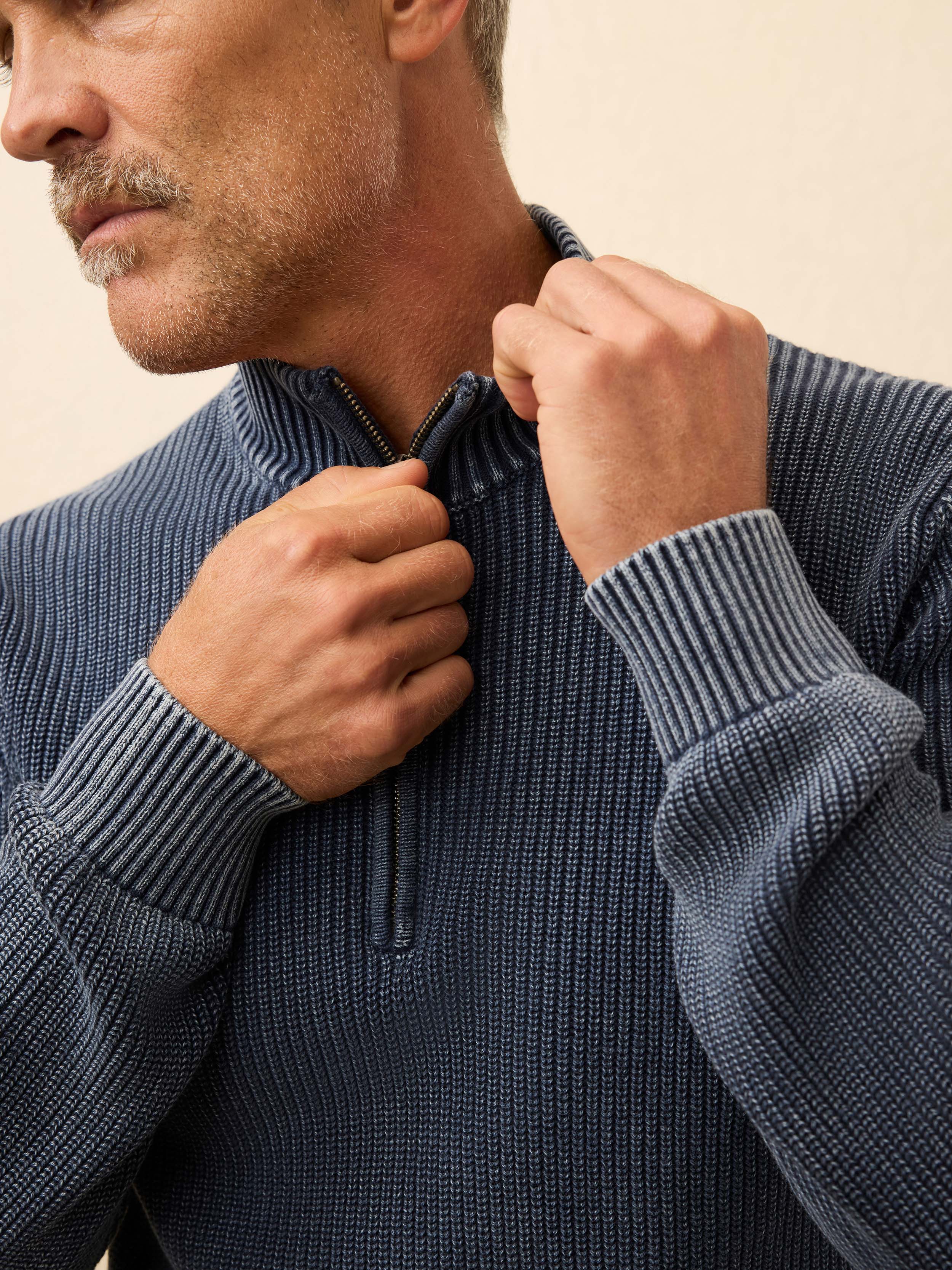 Sunwashed Quarter Zip Sweater - Blue Nights | Faherty Brand