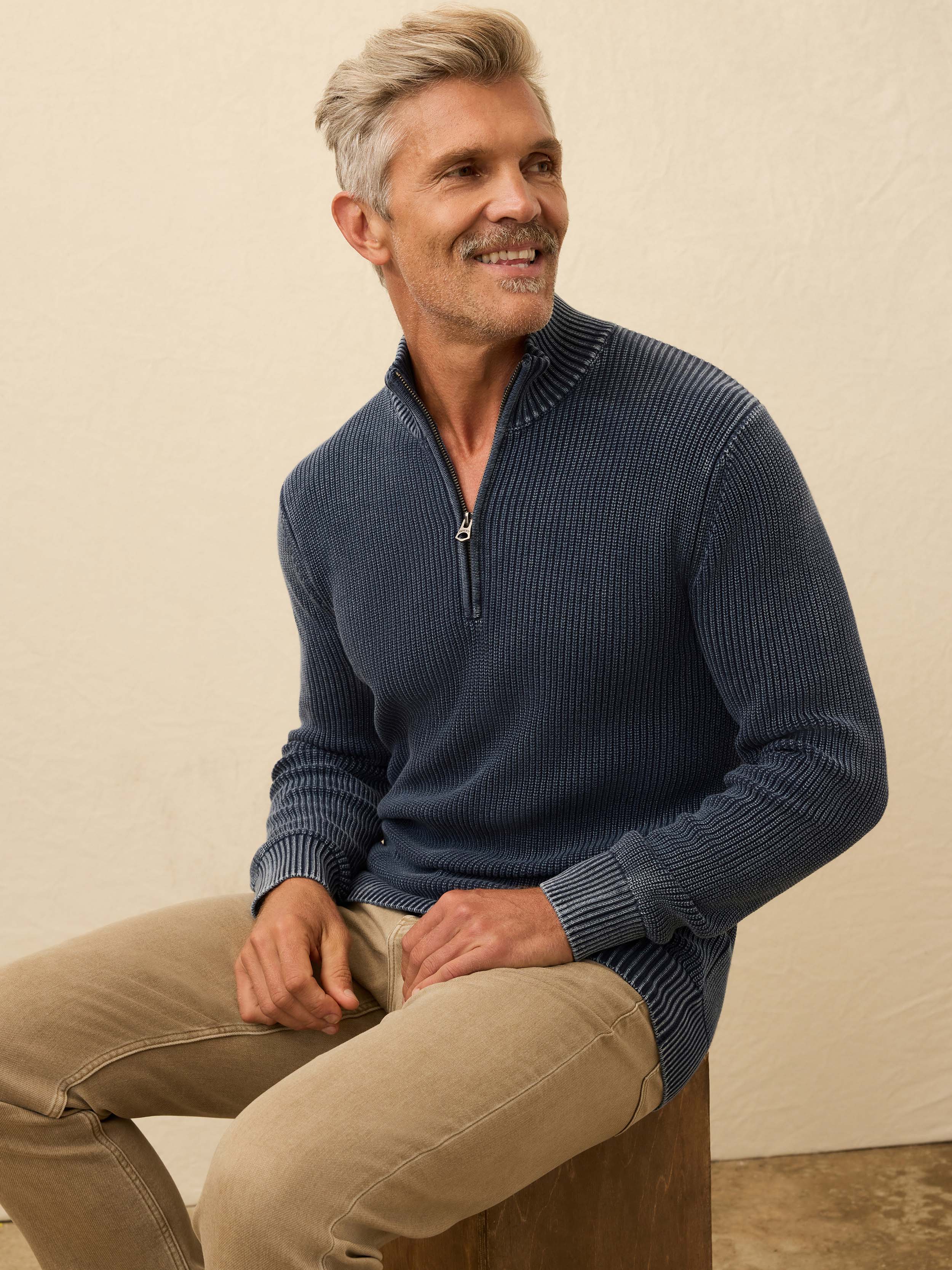 Sunwashed Quarter Zip Sweater - Blue Nights | Faherty Brand