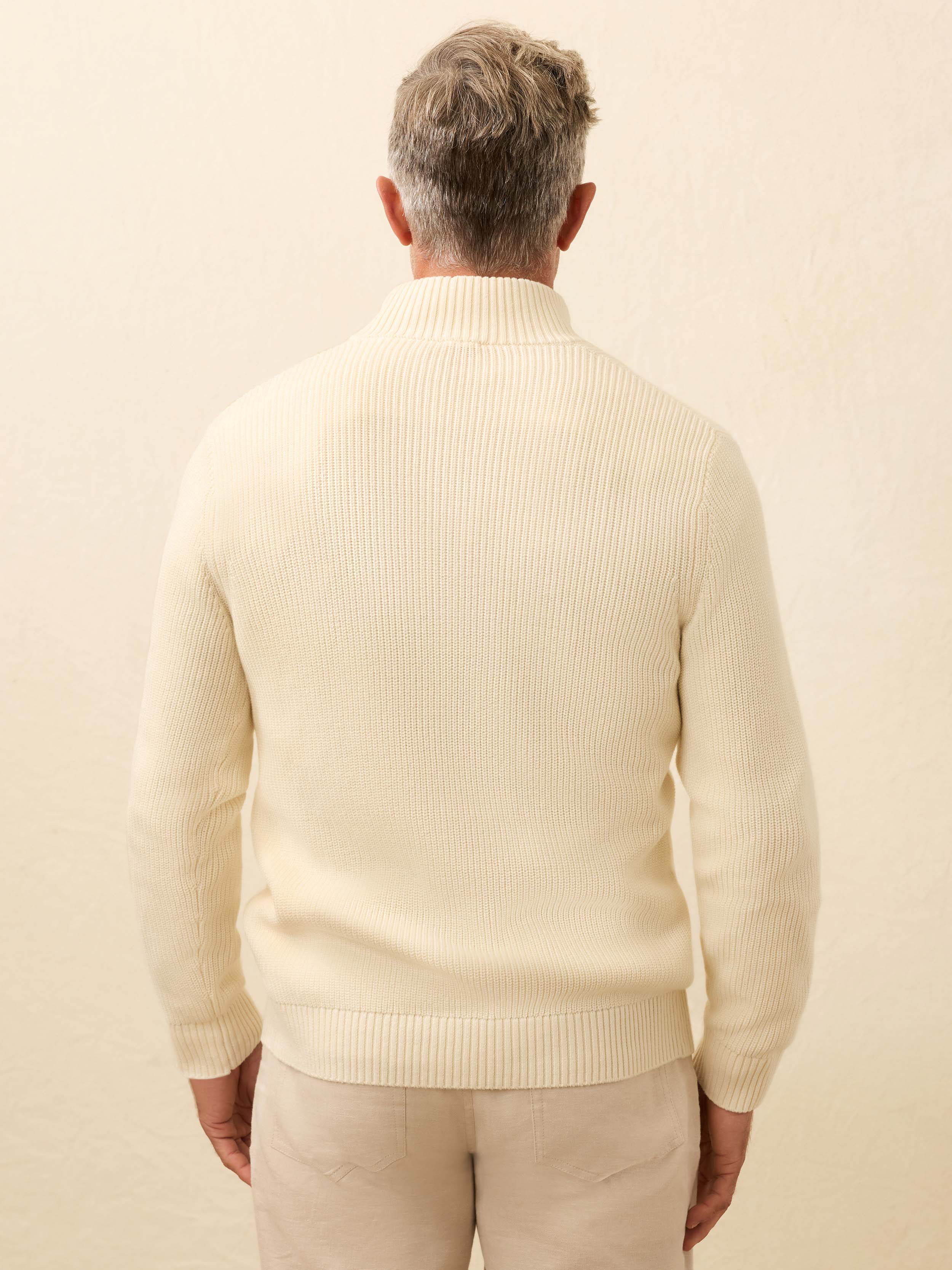 Sunwashed Quarter Zip Sweater - White Shell | Faherty Brand