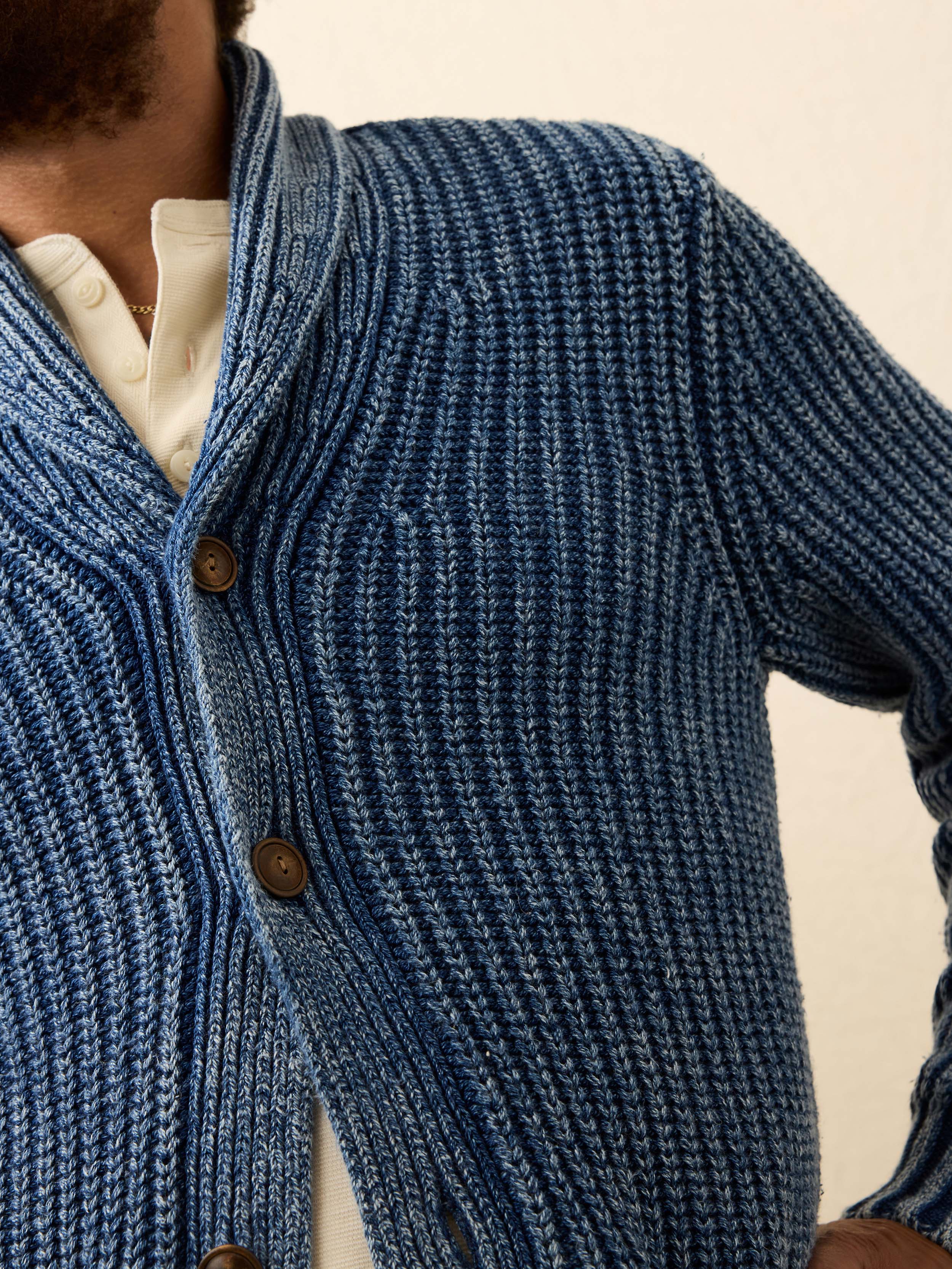 Chunky Indigo Cardigan - Windcliff Indigo Wash | Faherty Brand