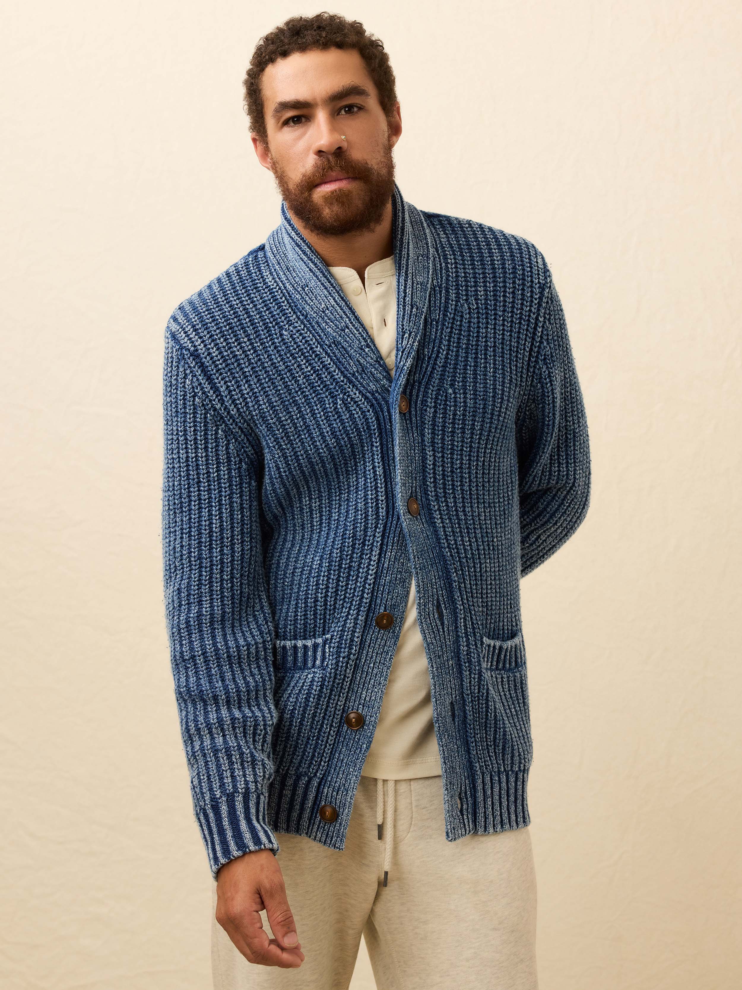 Chunky Indigo Cardigan - Windcliff Indigo Wash | Faherty Brand