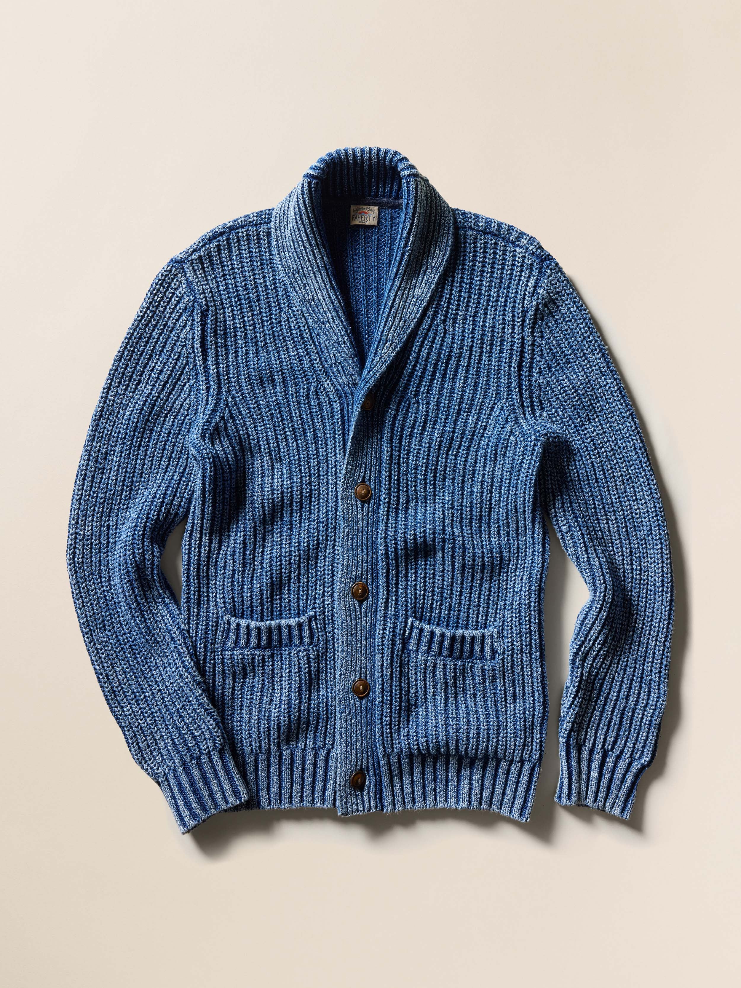 Chunky Indigo Cardigan - Windcliff Indigo Wash | Faherty Brand