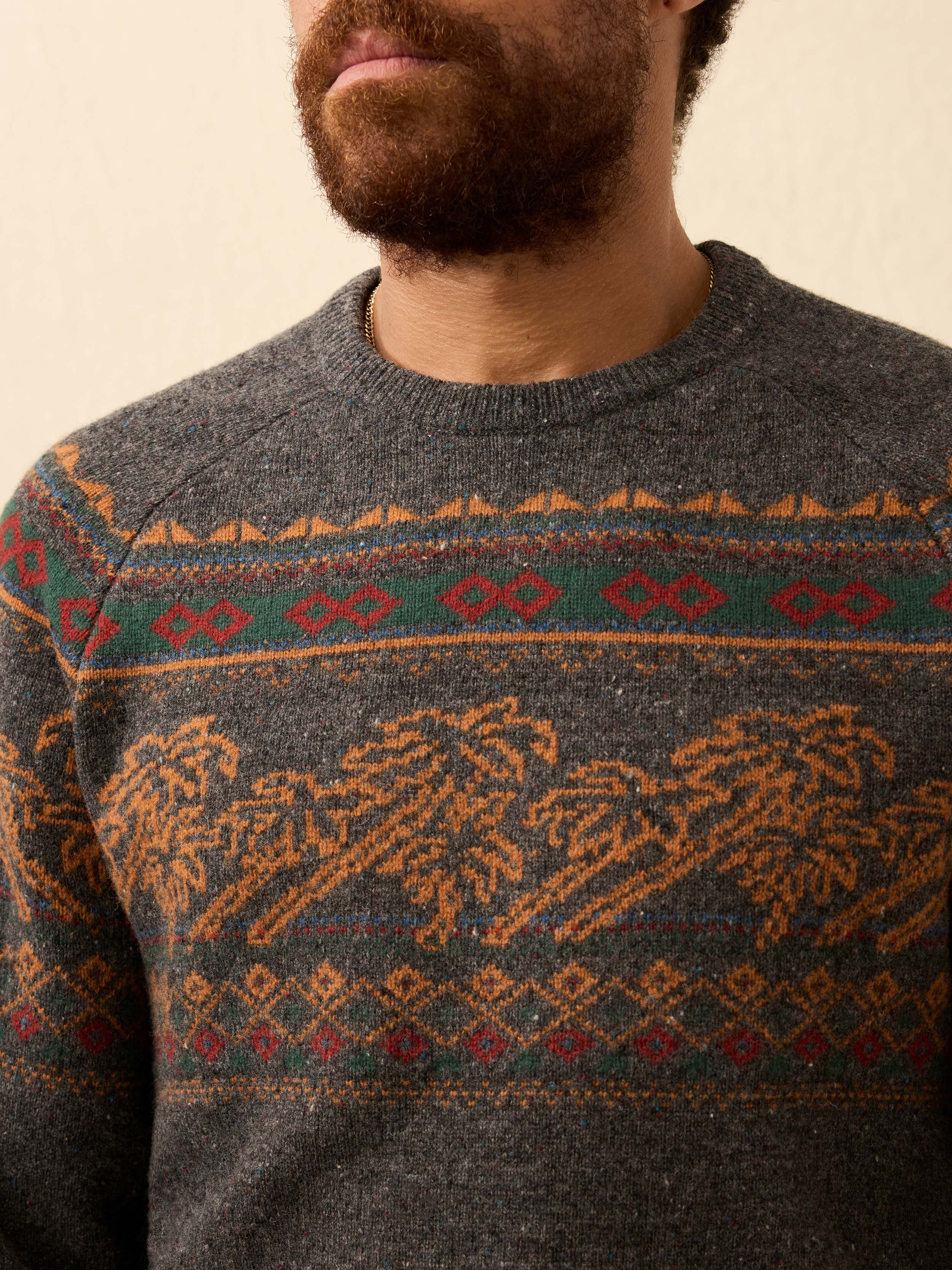 Donegal Crew Sweater - Charcoal Coast Fairisle | Faherty Brand